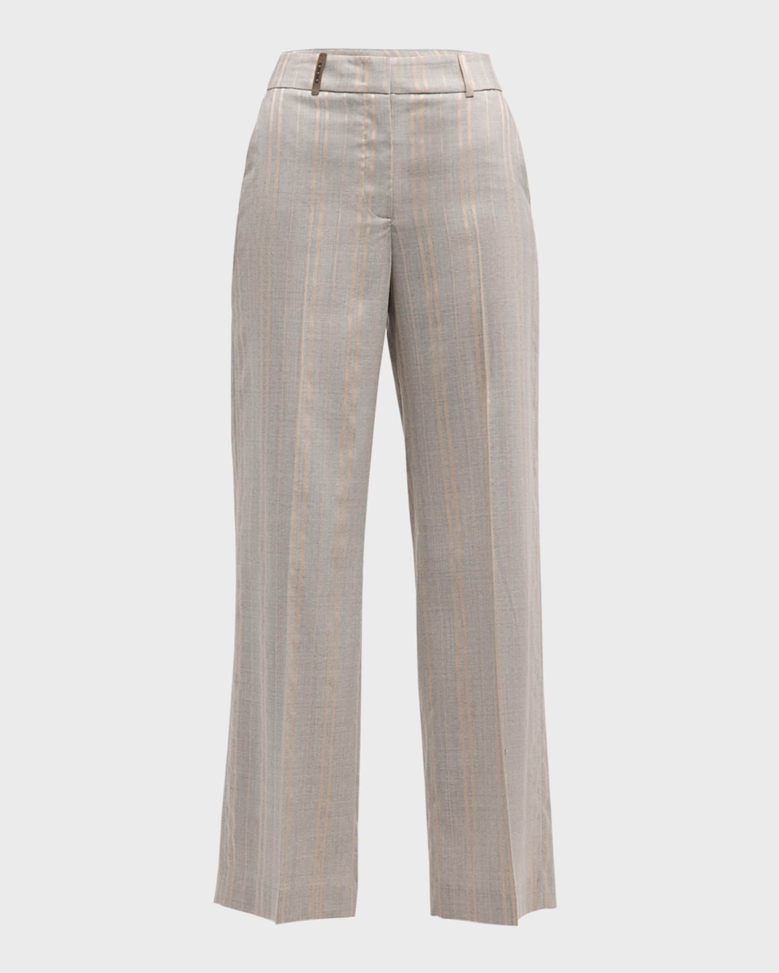 Peserico Straight-Leg Striped Pants