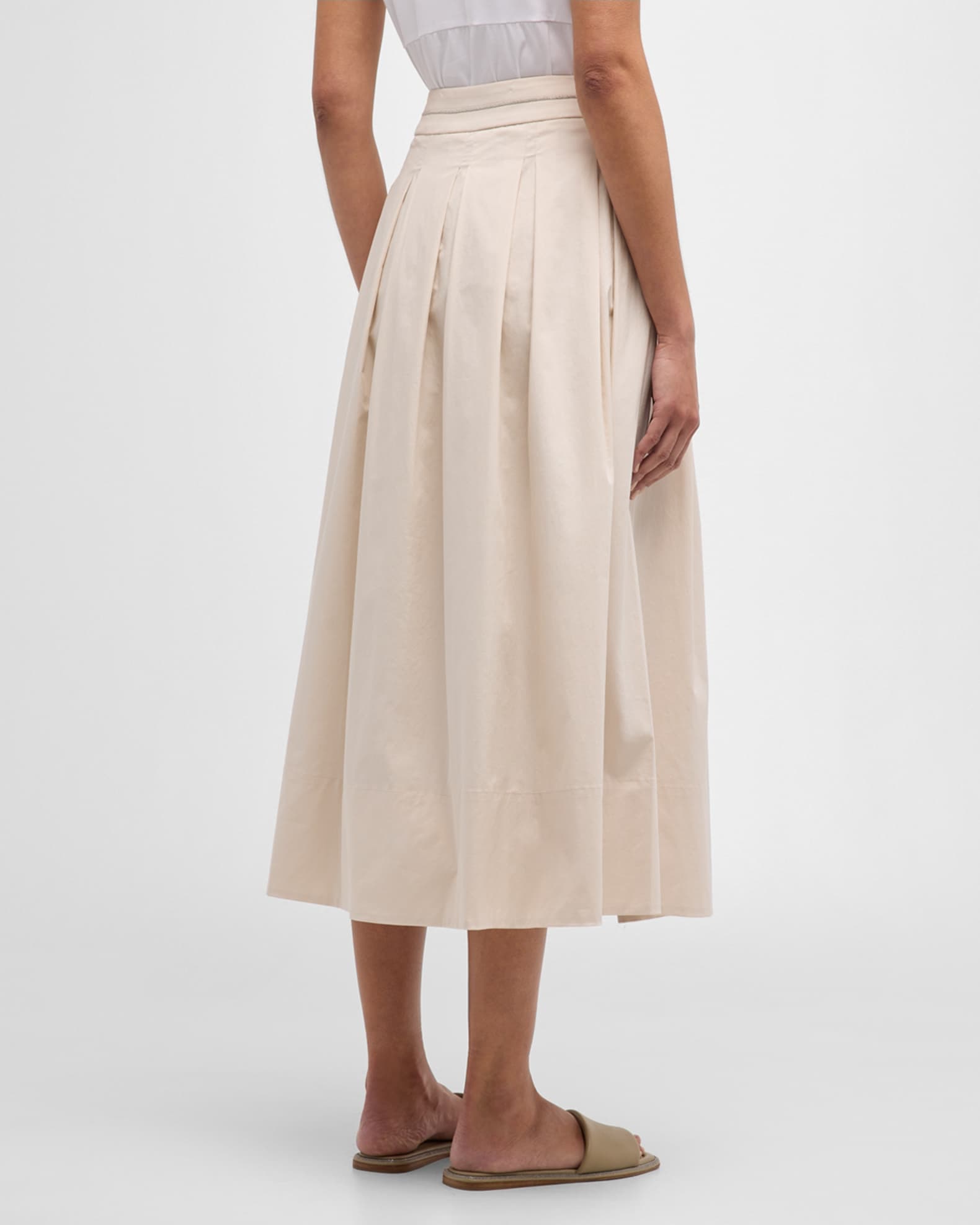 A-line Pleated Midi Skirt