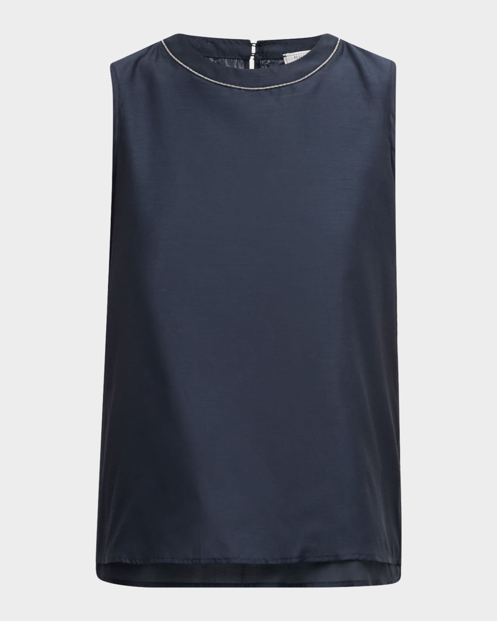 Peserico Sleeveless Crewneck Chain-Trim Top