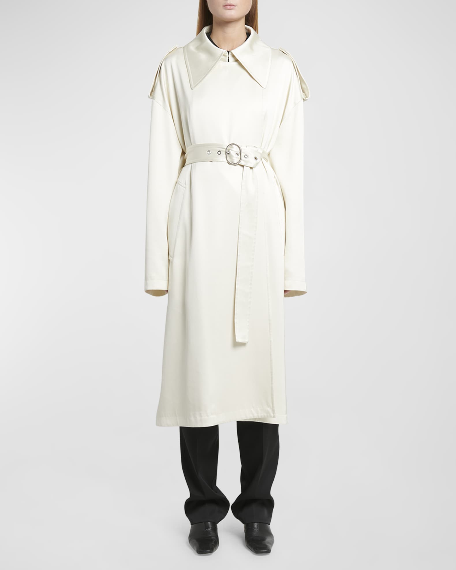 GenesinlifeShops KR - jil sander black belted trench coat - Cream Yoga mat  JIL SANDER+