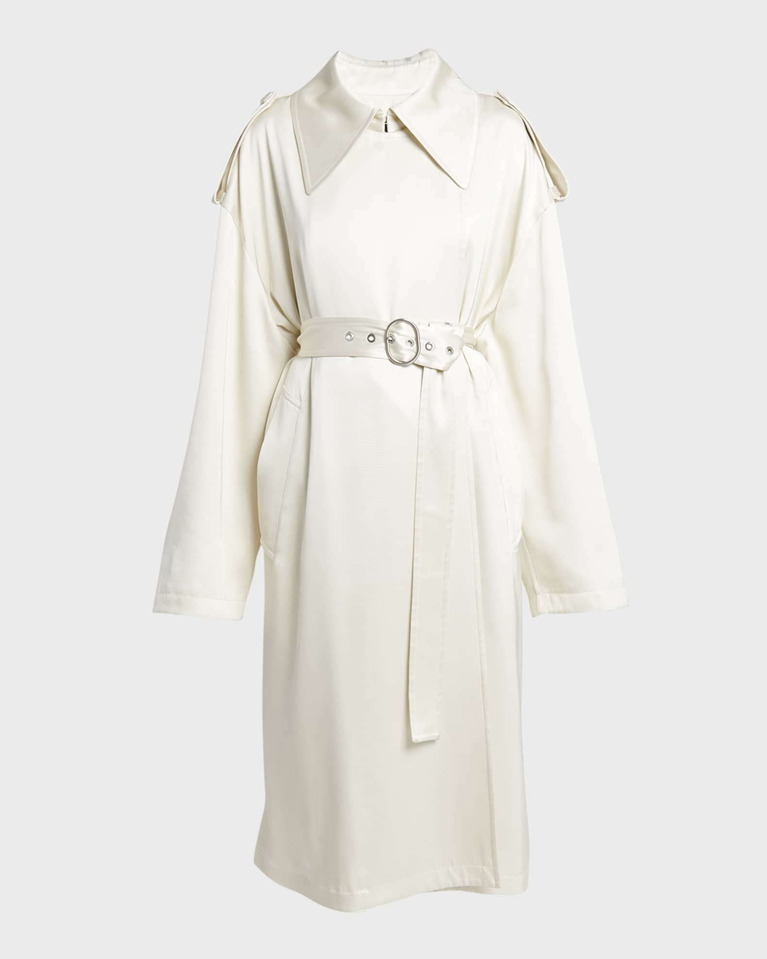 White satin trench hot sale coat