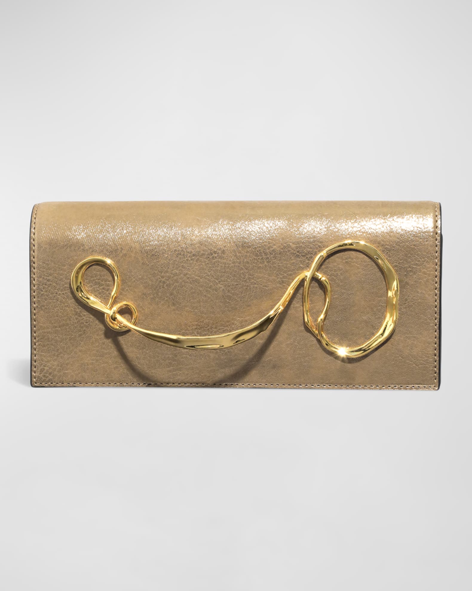 Twisted Metallic Leather Clutch Bag 0