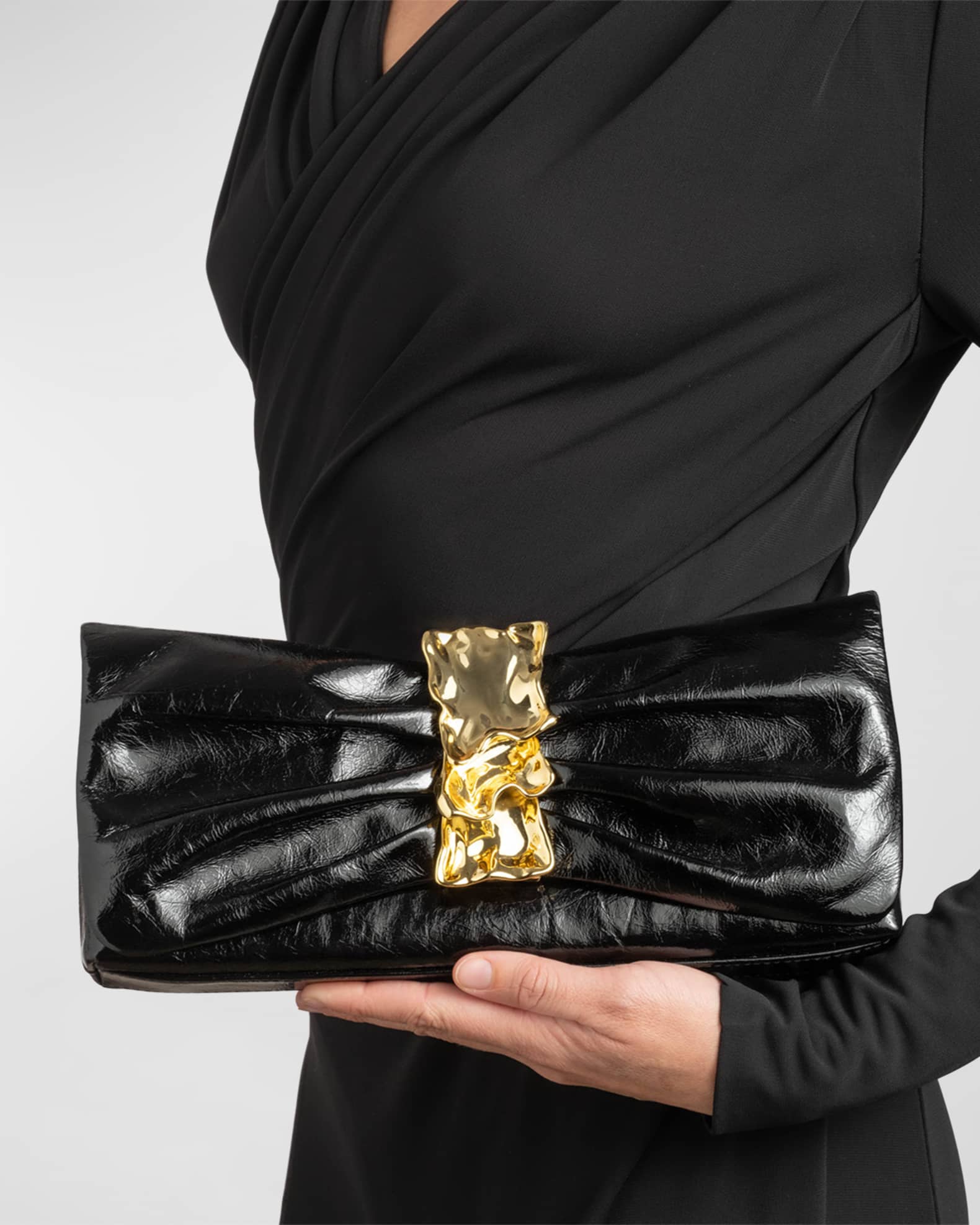 Ruched Metal Convertible Shoulder Bag 1
