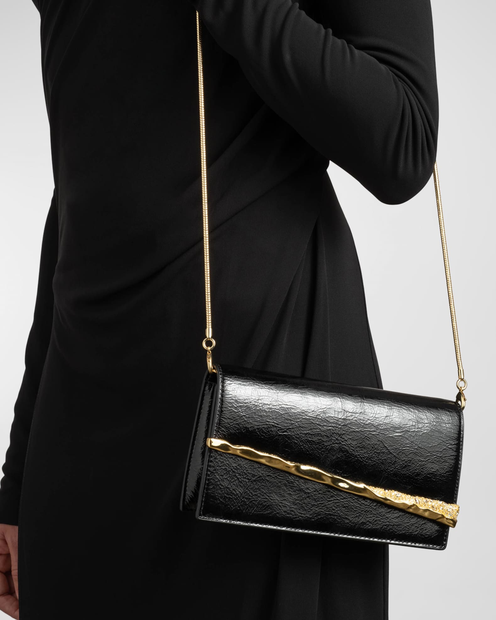 Angular Convertible Patent Crossbody Bag 1