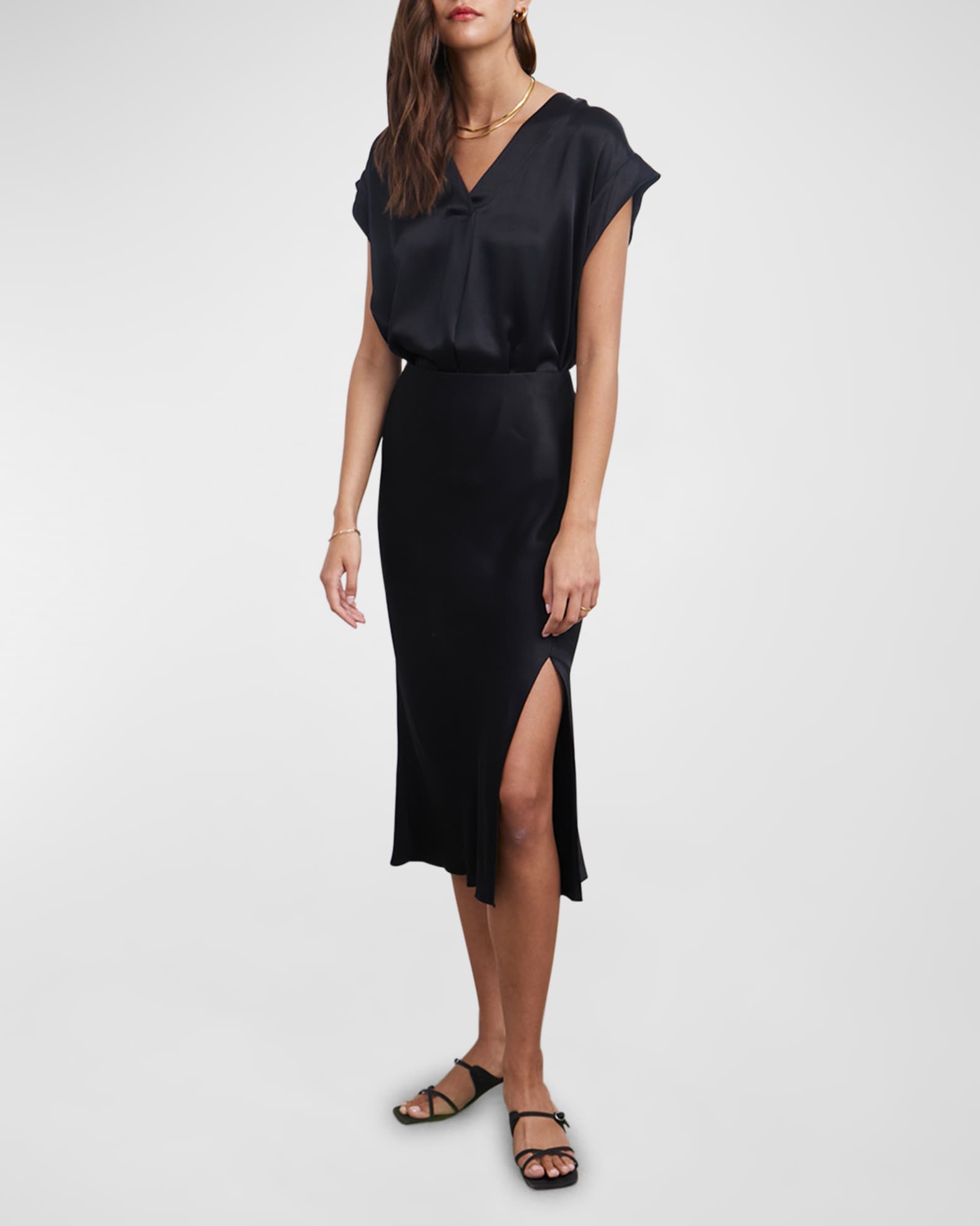 Maya Satin Midi Skirt