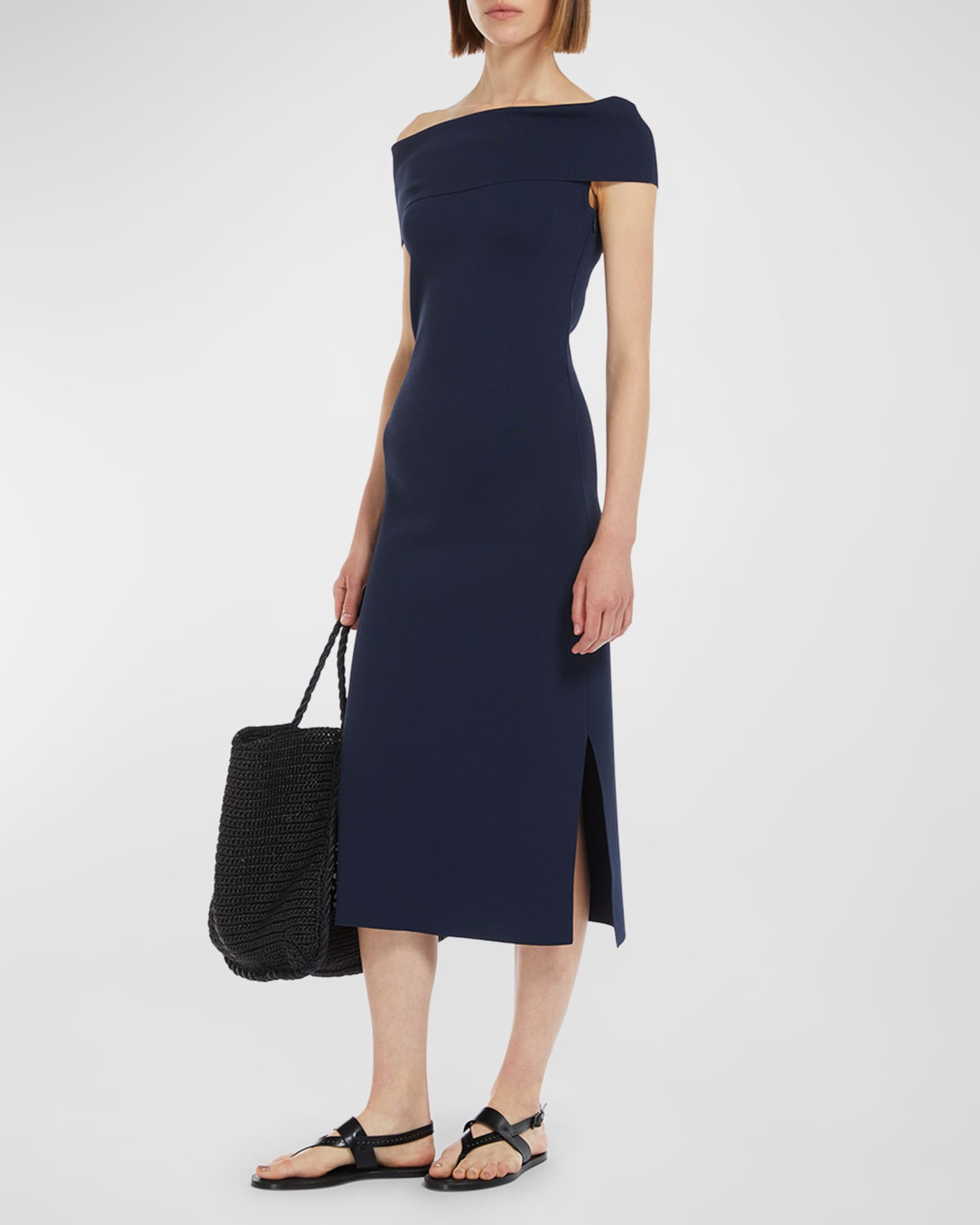 ◆◆VIP◆◆ Max Mara MANU Off the shoulder wool dress Max Mara Manu Off the Shoulder Long Sleeve Virgin Wool Maxi