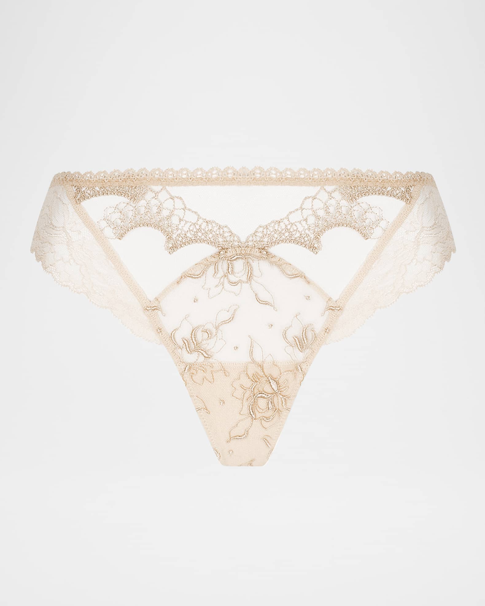 Princesse Iris Scalloped Lace & Tulle Thong 0