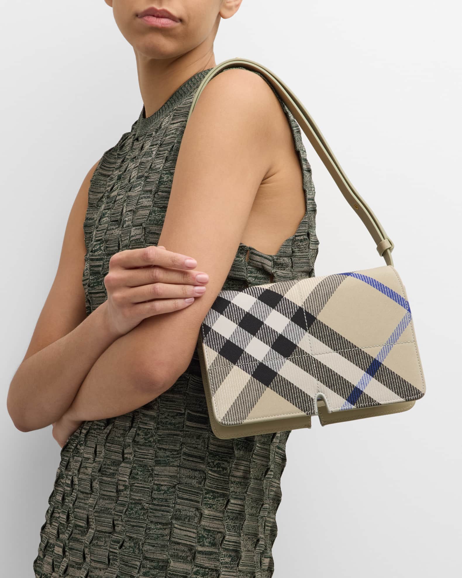 Burberry Snip Check Jacquard Shoulder Bag Neiman Marcus