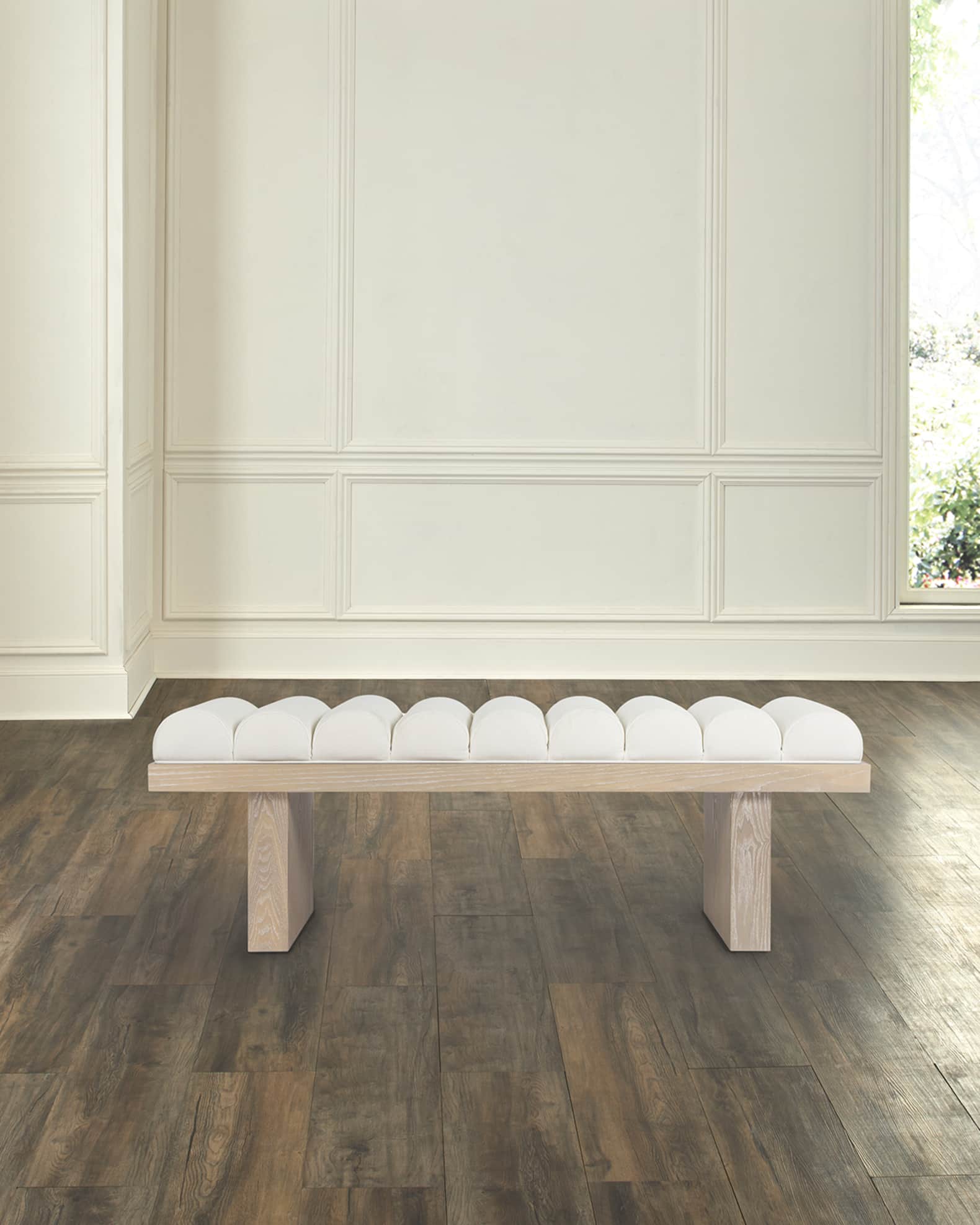 Caspian Channel-Tufted Bench, 52" 0