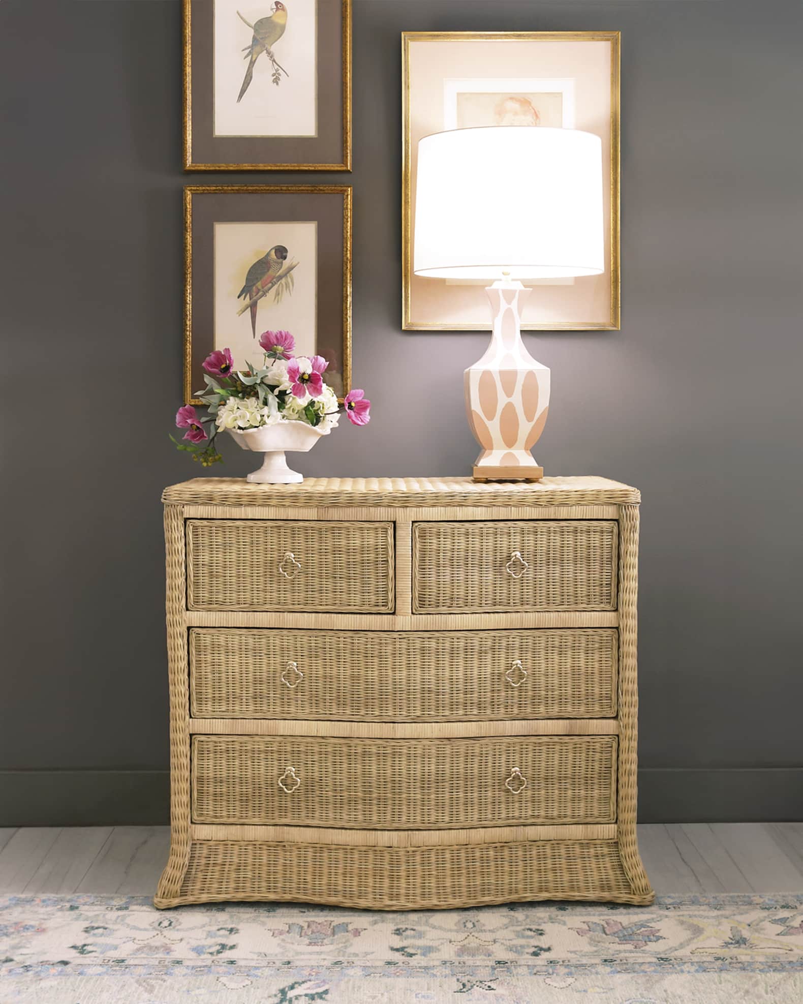 Worlds Away Celine Rattan 4-Drawer Chest | Neiman Marcus