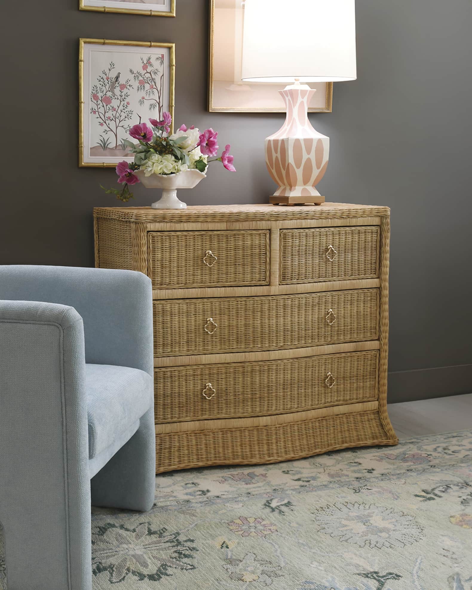 Worlds Away Celine Rattan 4-Drawer Chest | Neiman Marcus