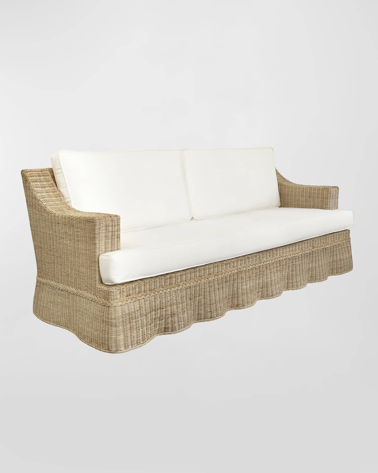 Worlds Away Daphne Rattan Sofa, 85