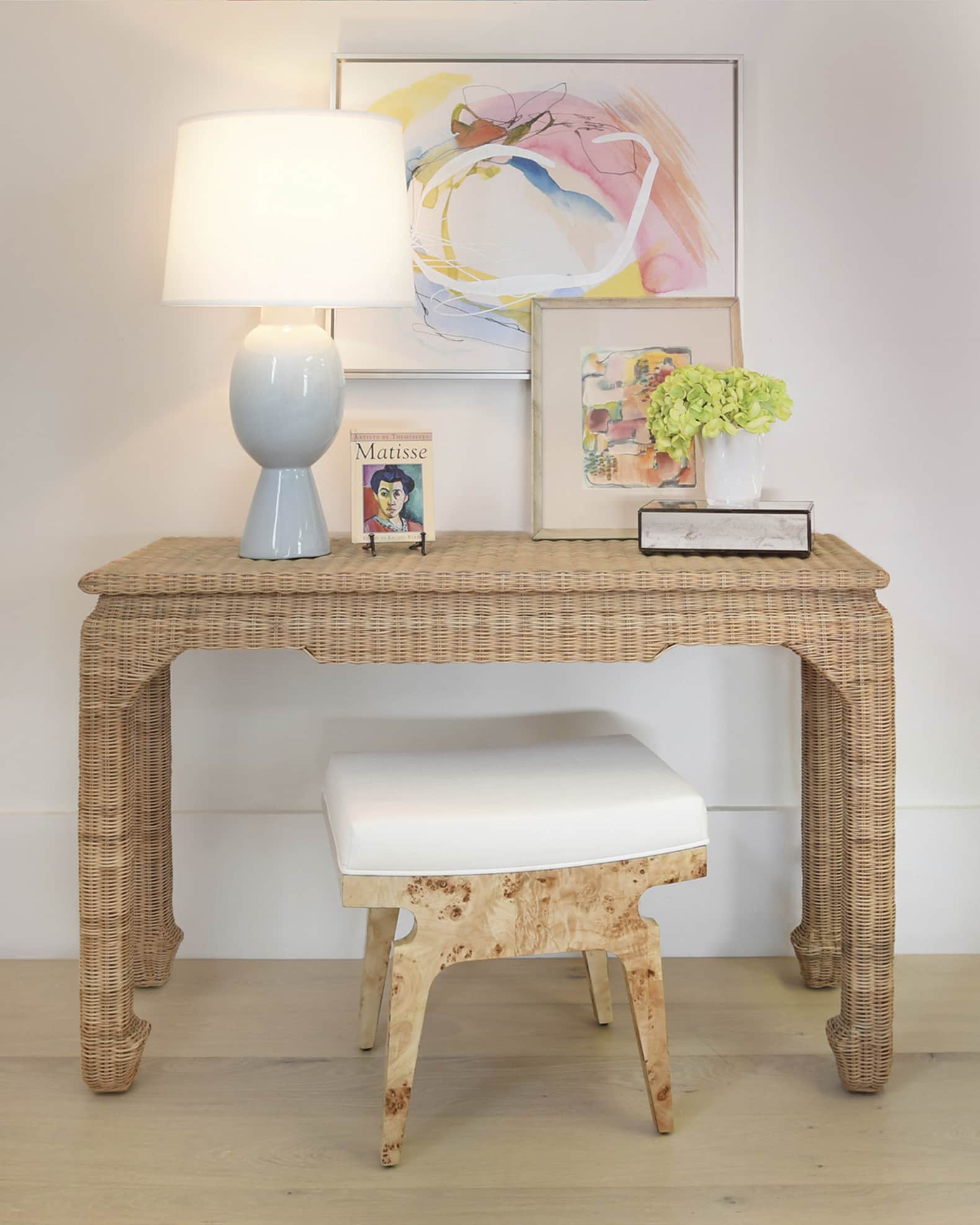 Worlds Away Fabian Rattan Console Table | Neiman Marcus