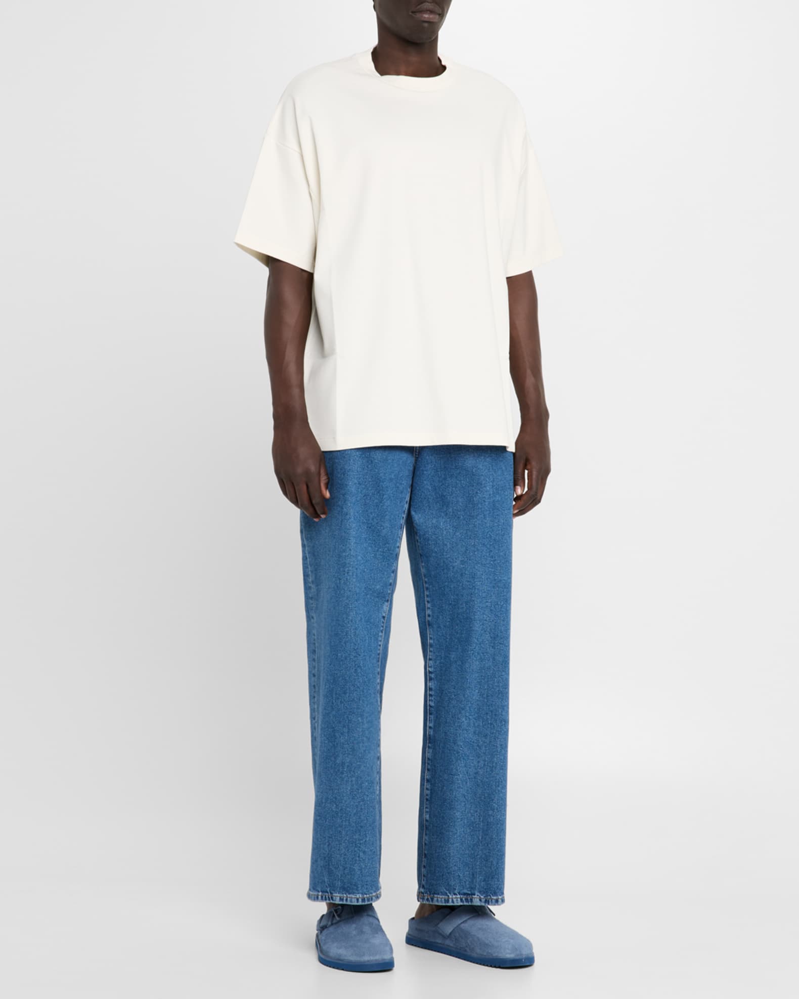 Men's Initial Buckle Suede Mules