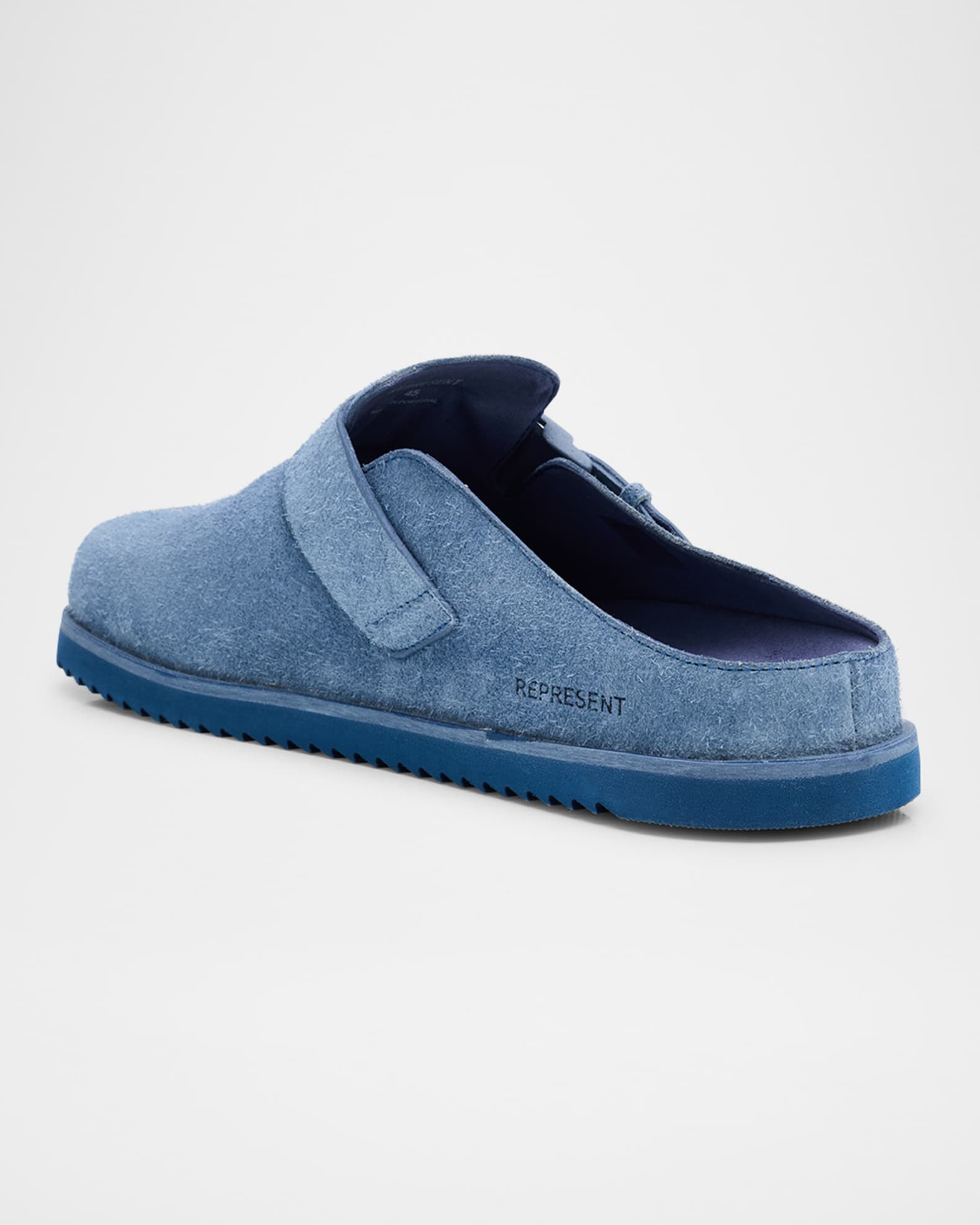Men's Initial Buckle Suede Mules