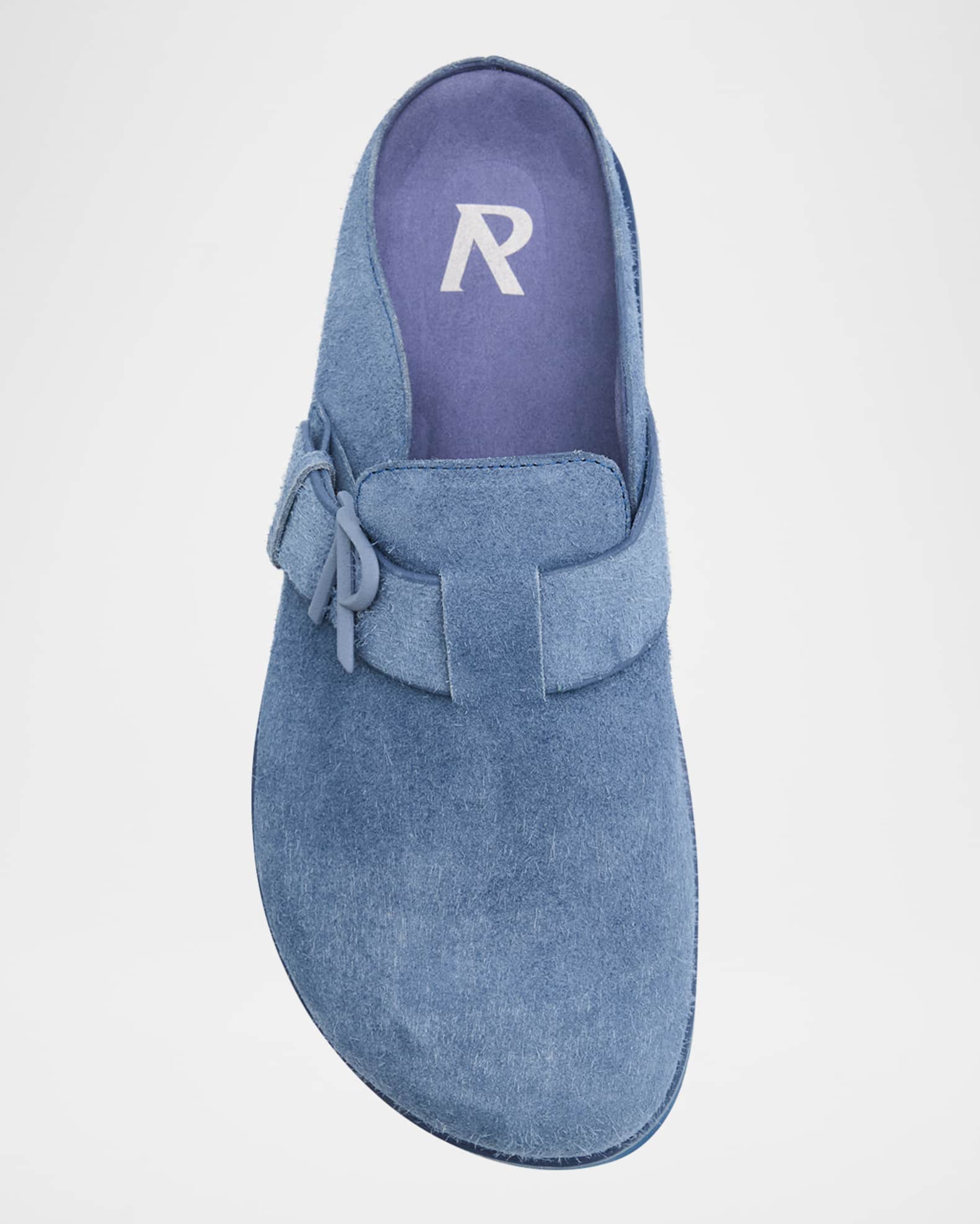 Men's Initial Buckle Suede Mules