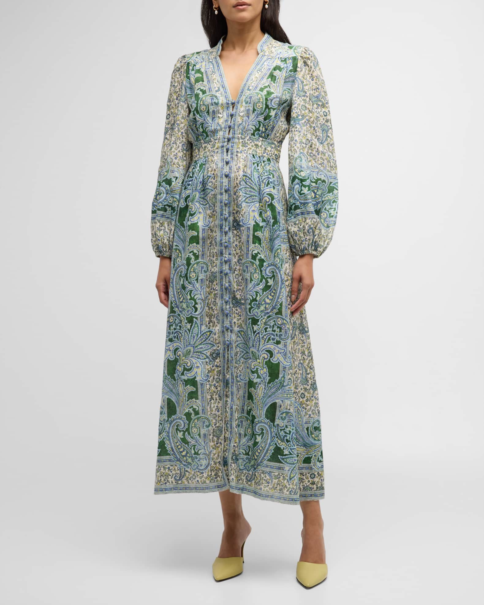 Zimmermann Women s Paisley Linen Midi Dress