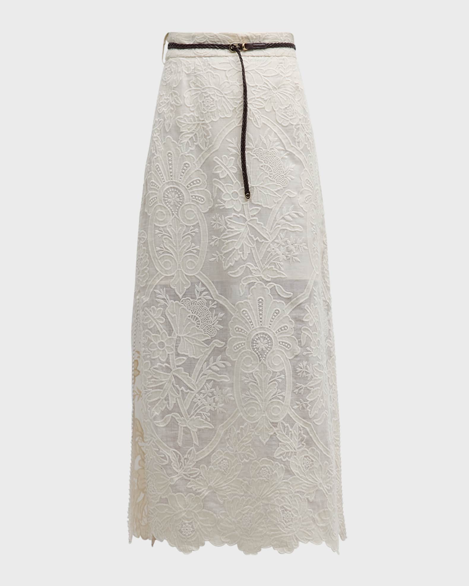Ottie Embroidered Midi Skirt