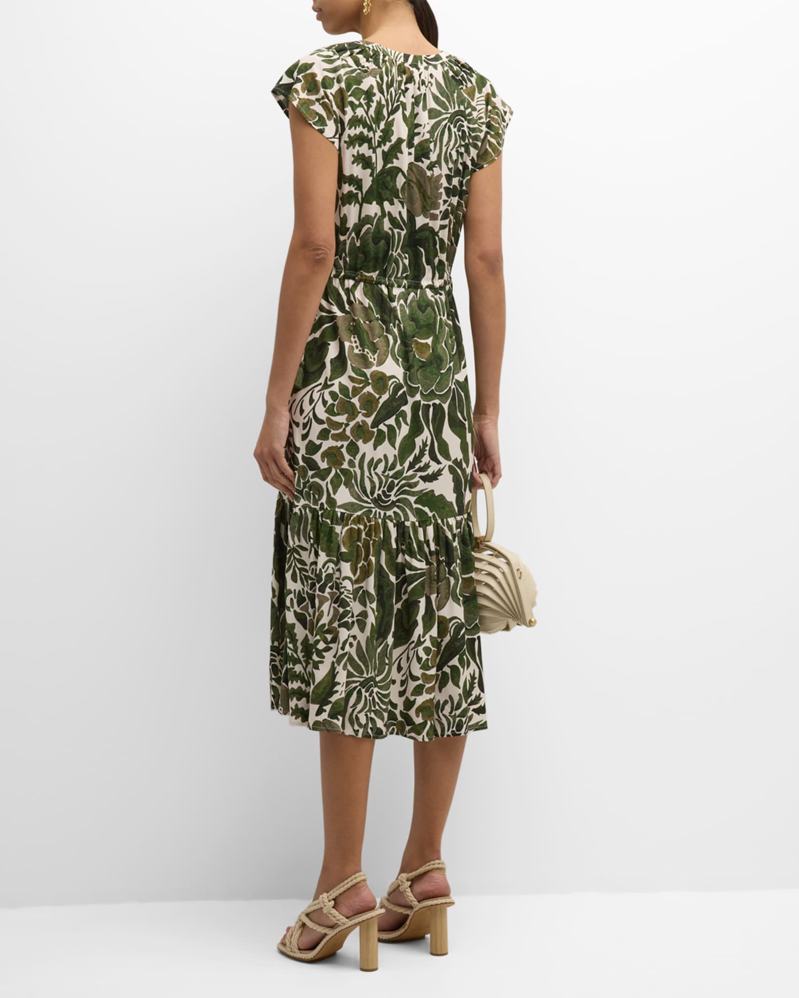 Dea Kudibal Merle Floral Print Frill Neck & Cuff Blouse Navy Multi
