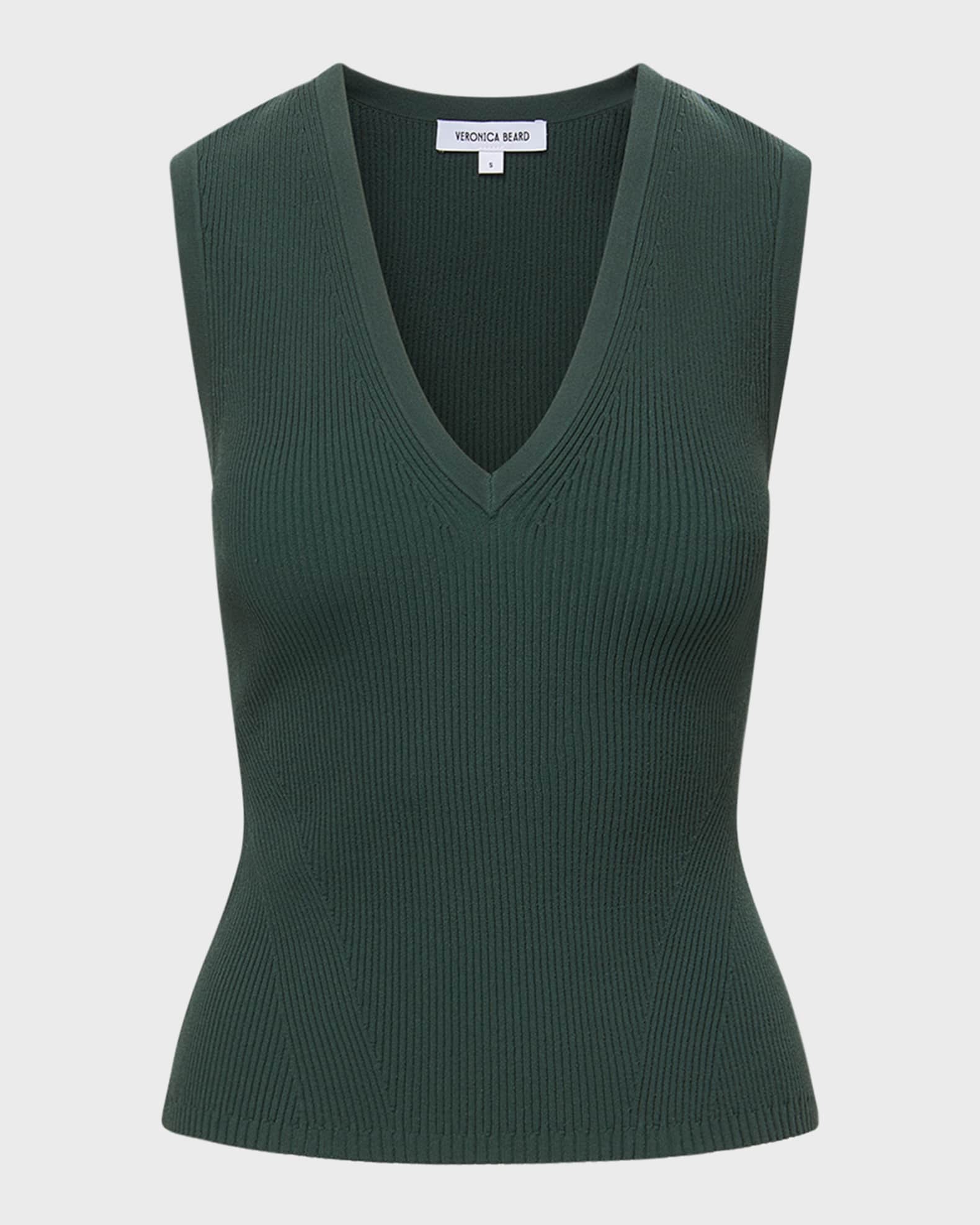 Ligth green sleeveless rib-knit top main image 0