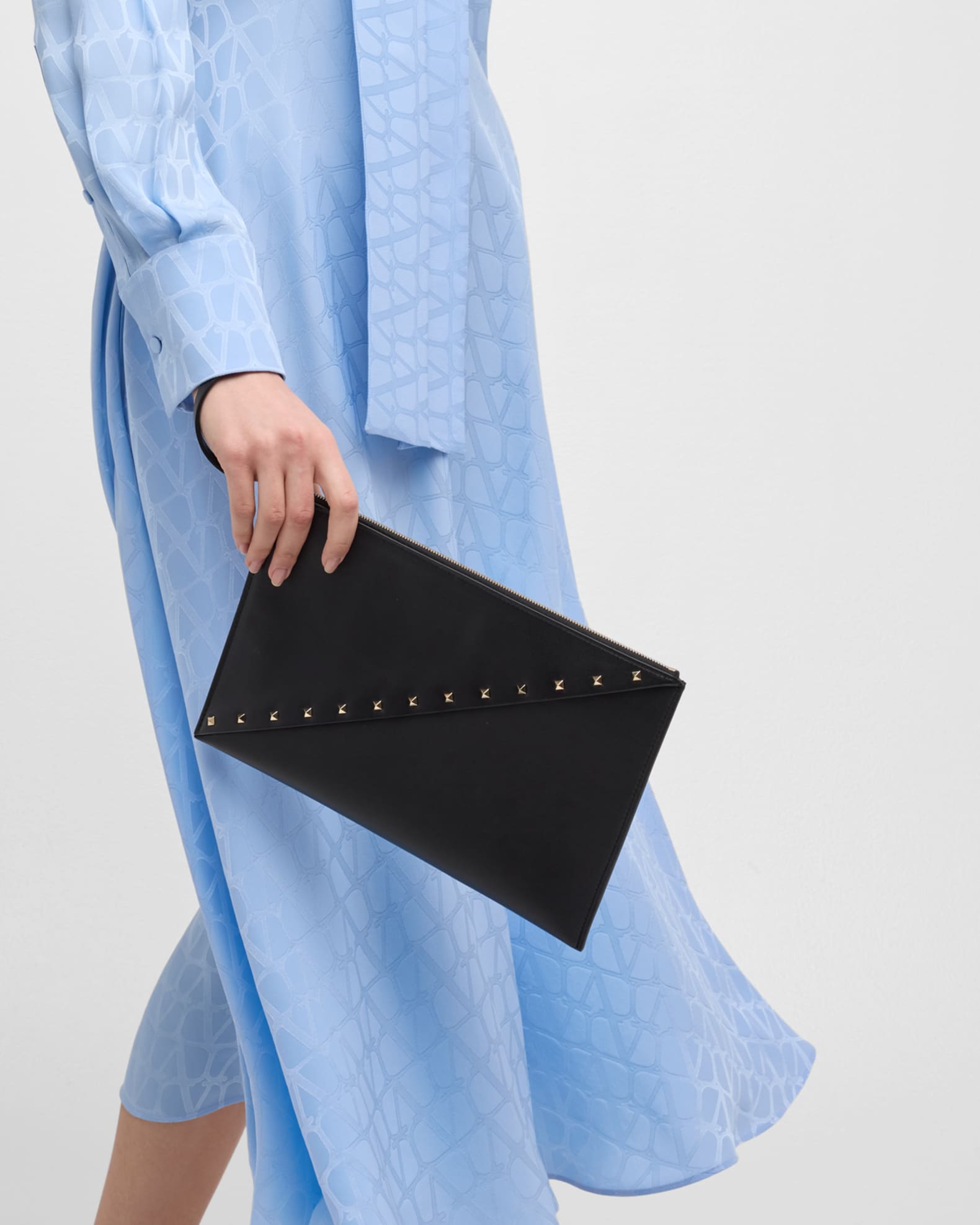 Valentino Garavani Wispy Large Rockstud Leather Clutch Bag Neiman Marcus