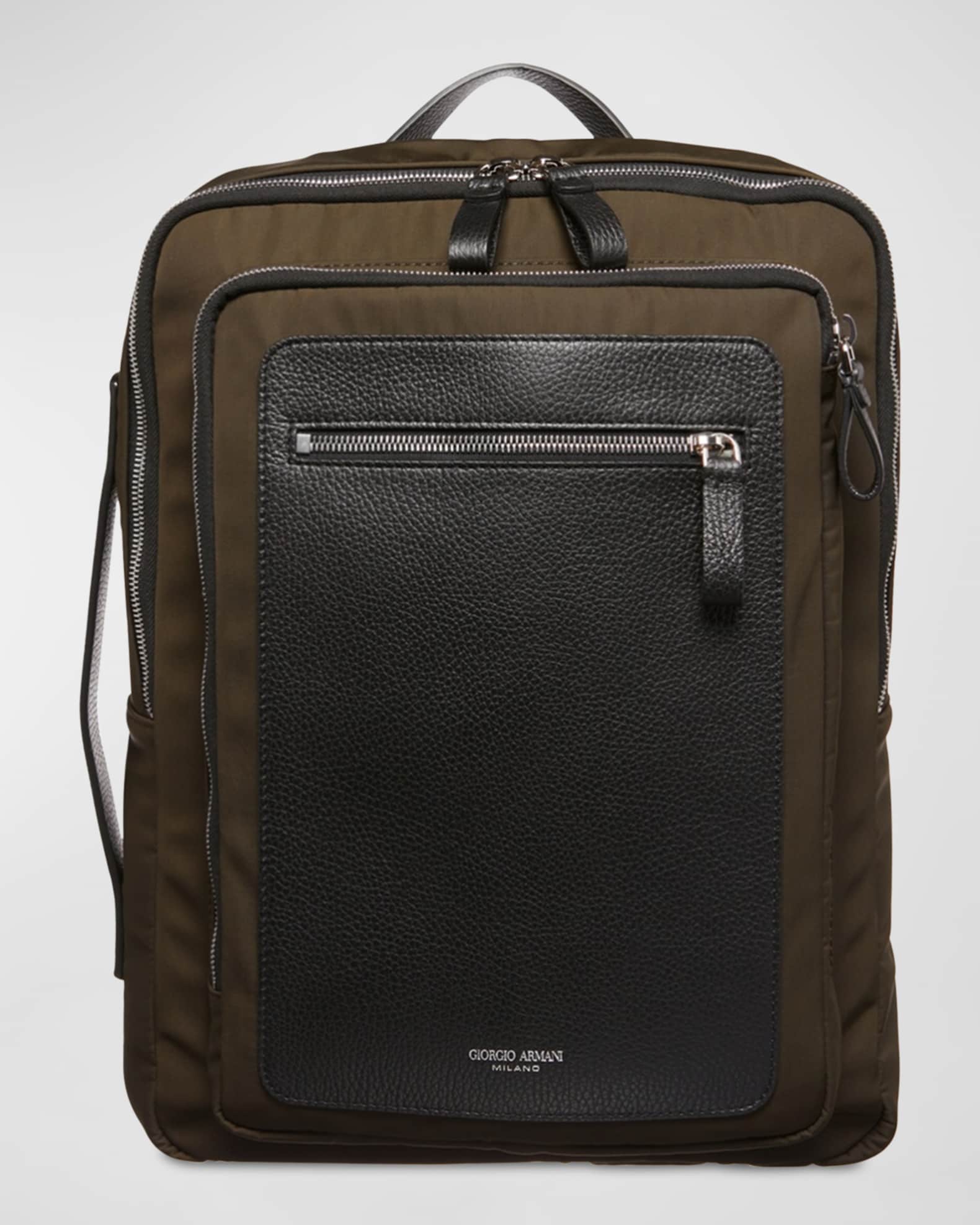 Men s Paneled Leather Backpack
