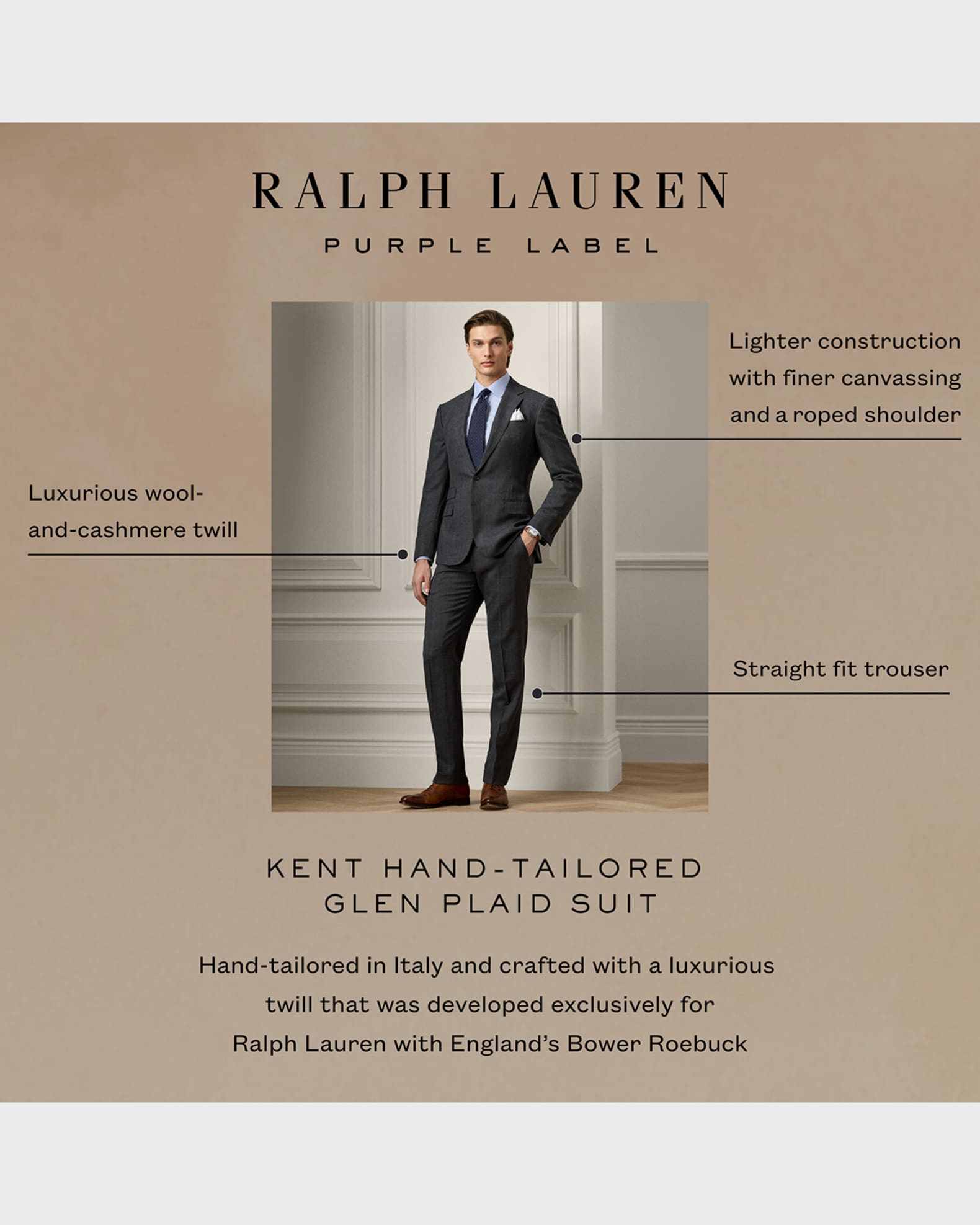 Ralph Lauren Purple Label Men's Kent Hand-Tailored Glen