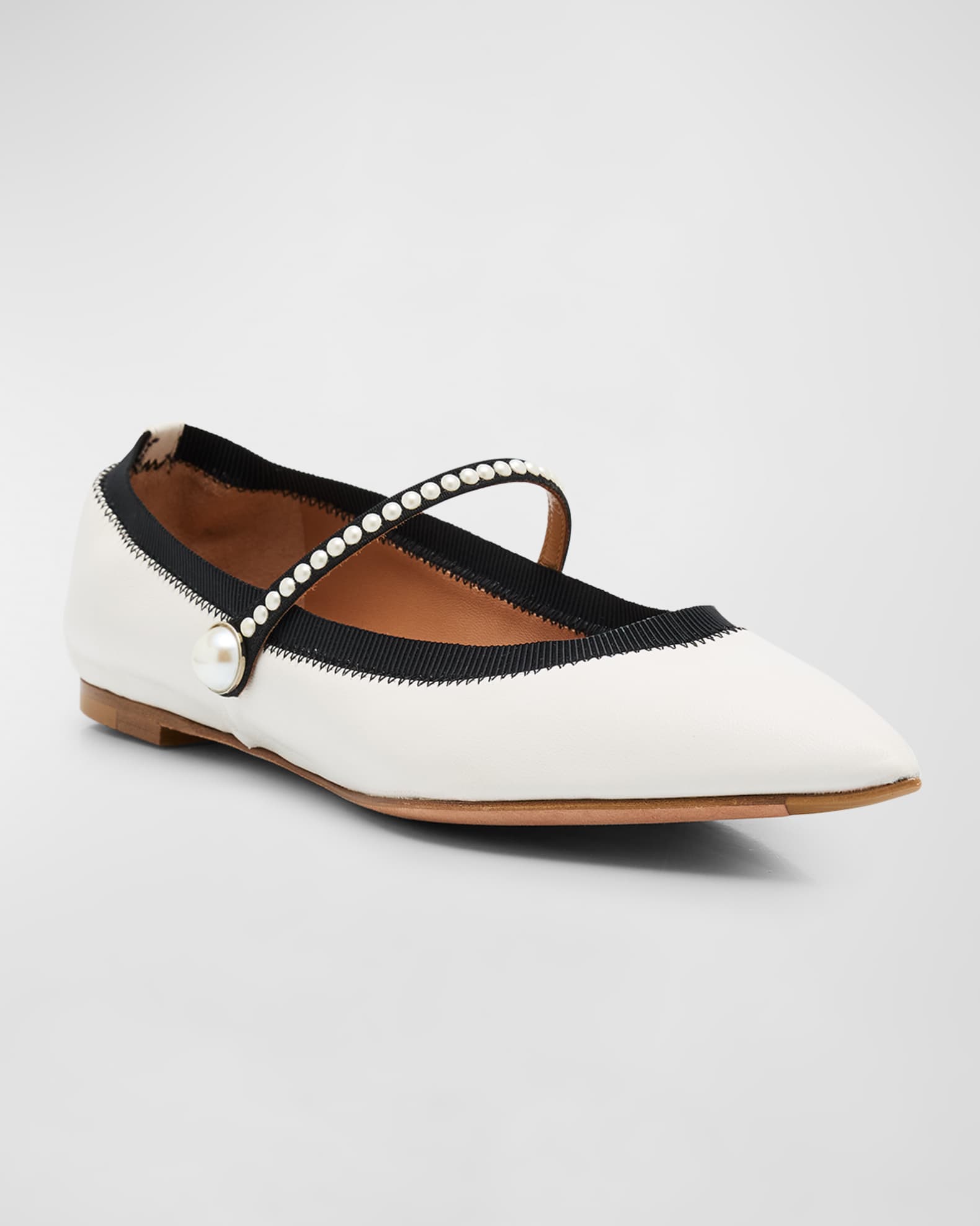 Romy Leather Pearly Mary Jane Ballerina Flats 1