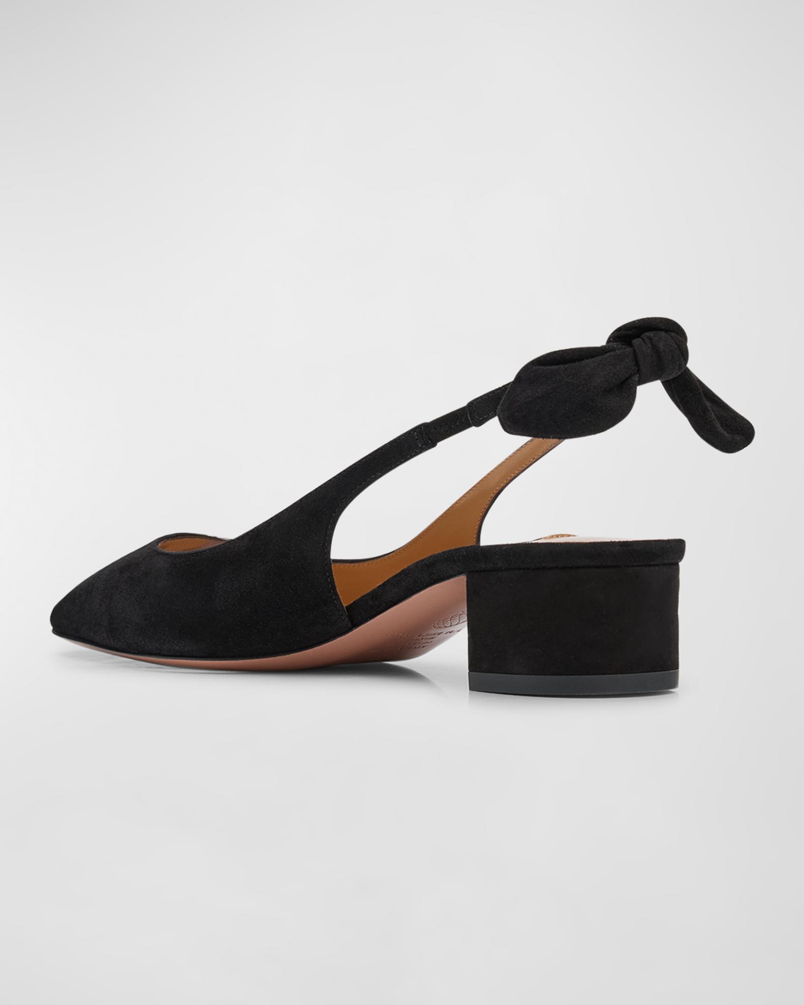 Suede Bow Platform Pumps