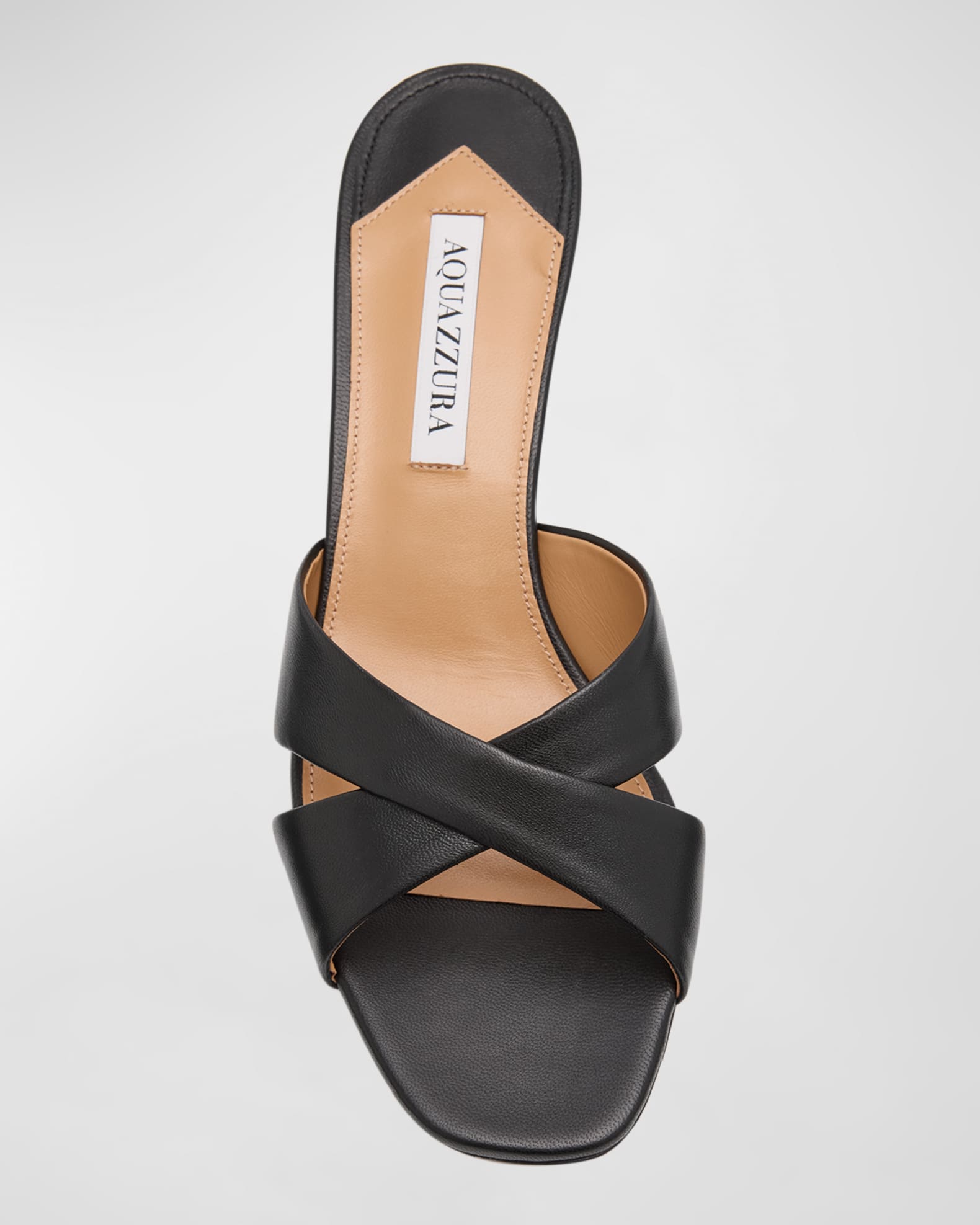 AQUAZZURA ブラックレザー ミュール Aquazzura Leather Crisscross Mule Sandals | Neiman Marcus