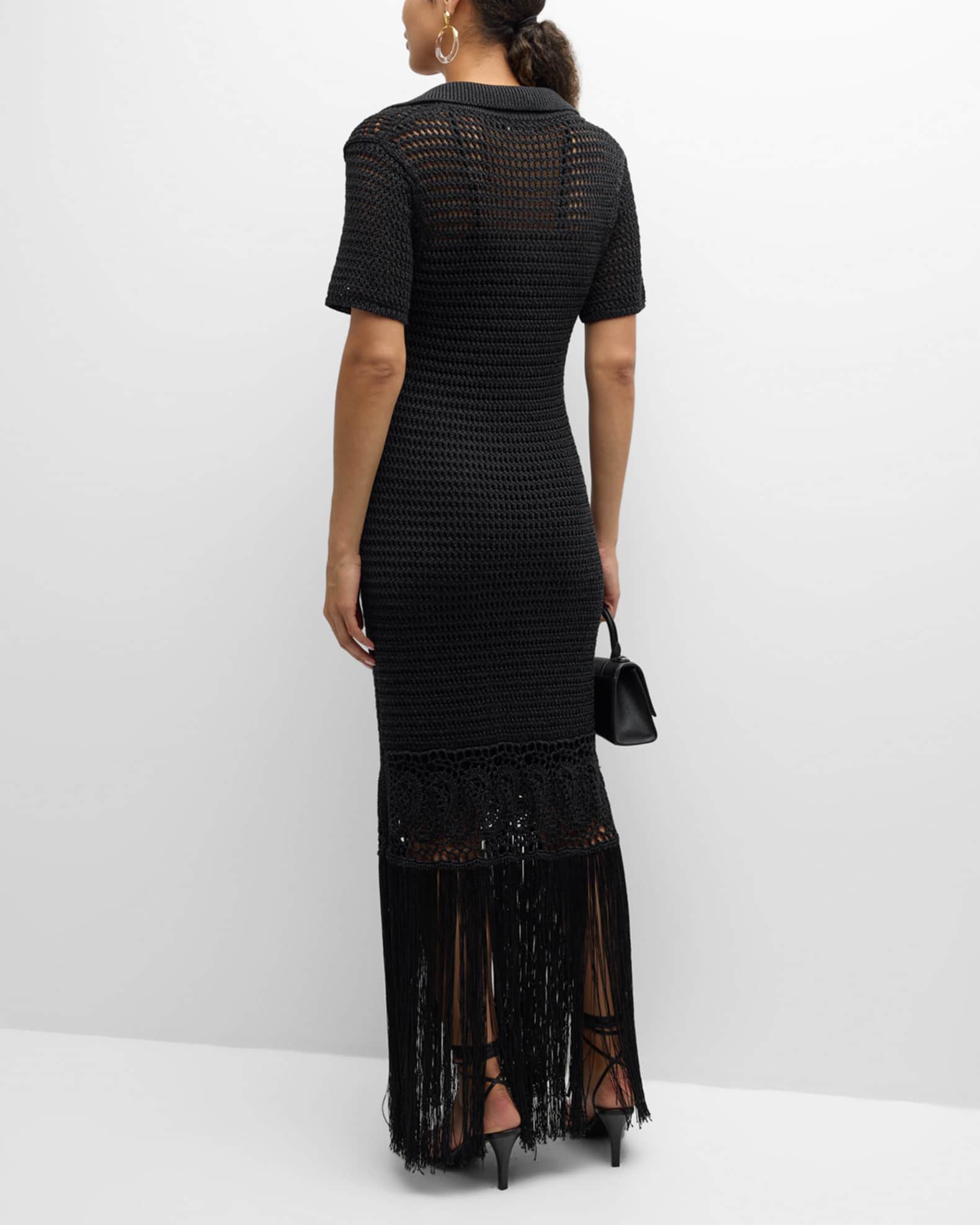 A.L.C. Valerie Open-Knit Fringe Maxi Dress | Neiman Marcus