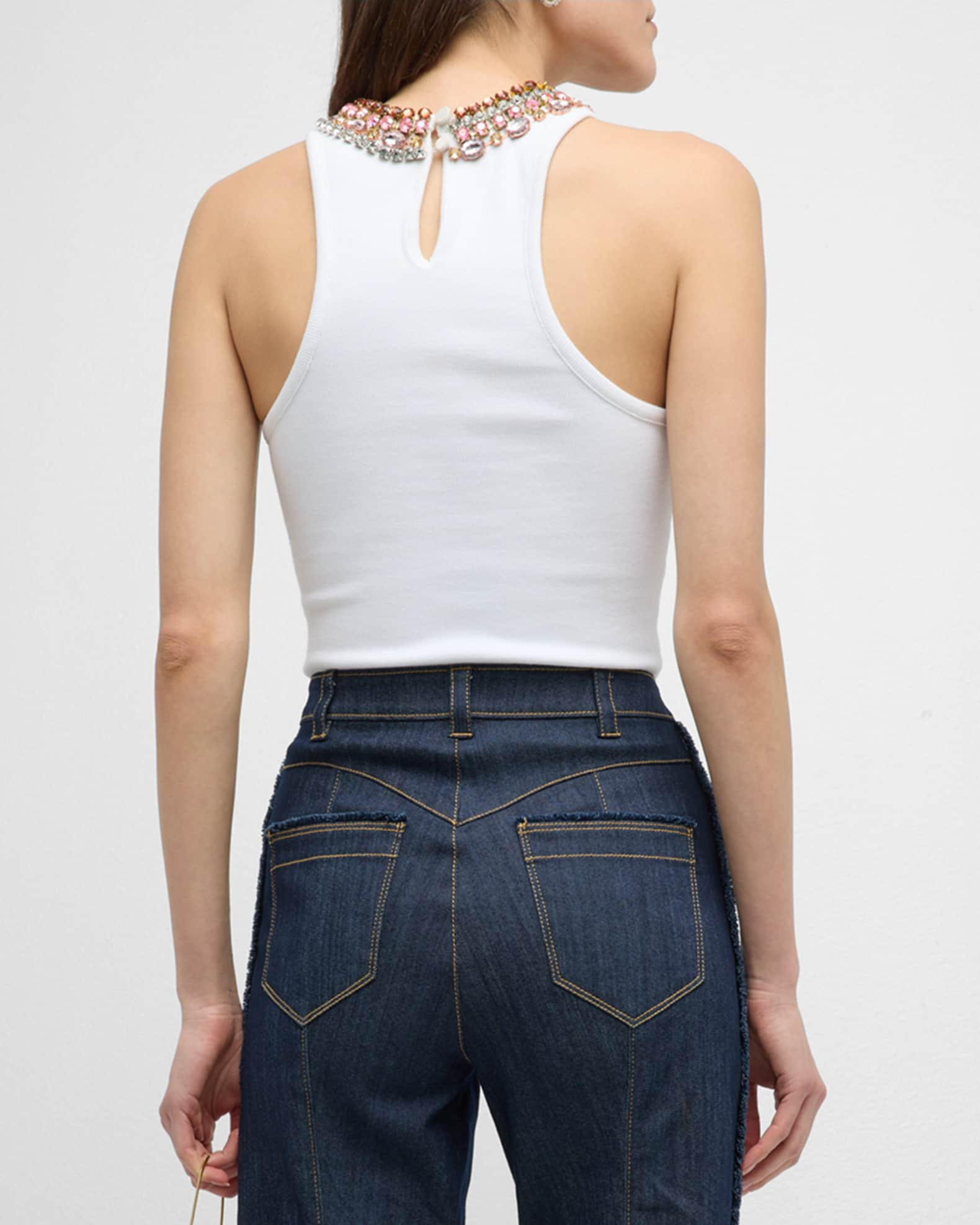 Lizzie Chunky Rhinestone Necklace Tank Top