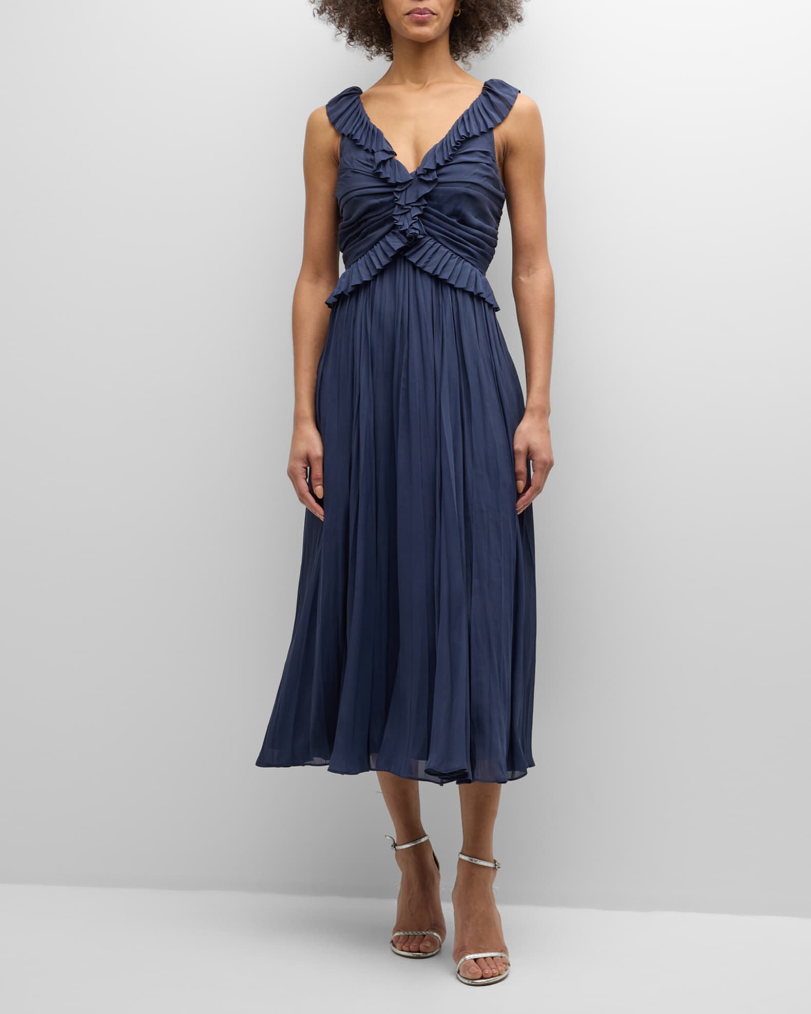 Calloway Sleeveless Ruffle V-Neck Midi Dress 1