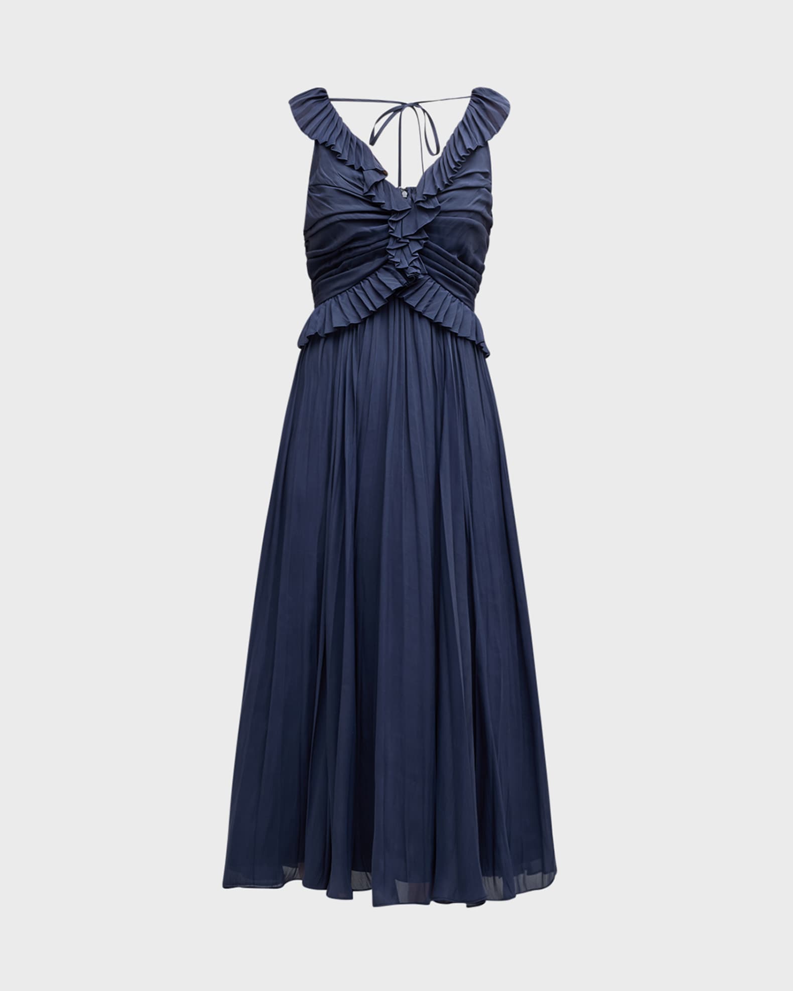 Calloway Sleeveless Ruffle V-Neck Midi Dress 0