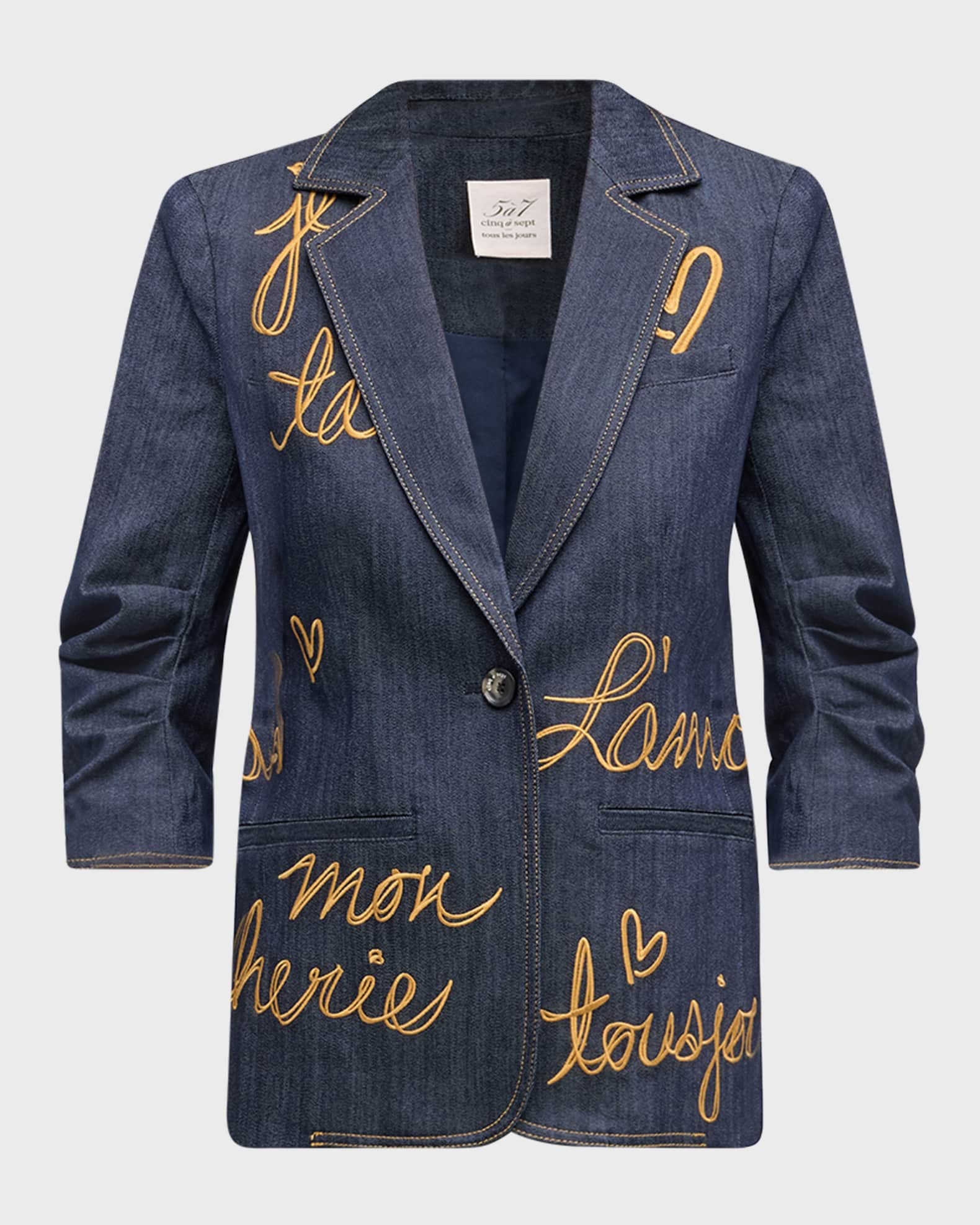 Cinq a Sept Khloe L'amour Embroidered Denim Blazer
