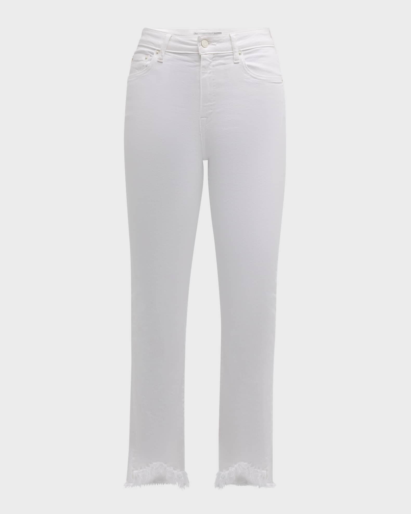 River High-Rise Straight-Leg Frayed Denim Jeans 0