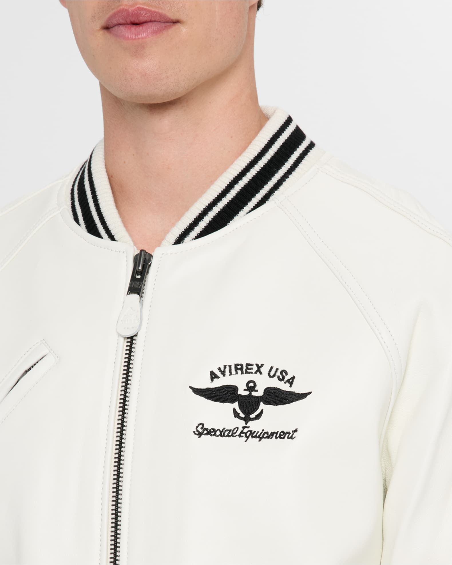 AVIREX Men's Stadium Embroidered Leather Varsity Jacket | Neiman