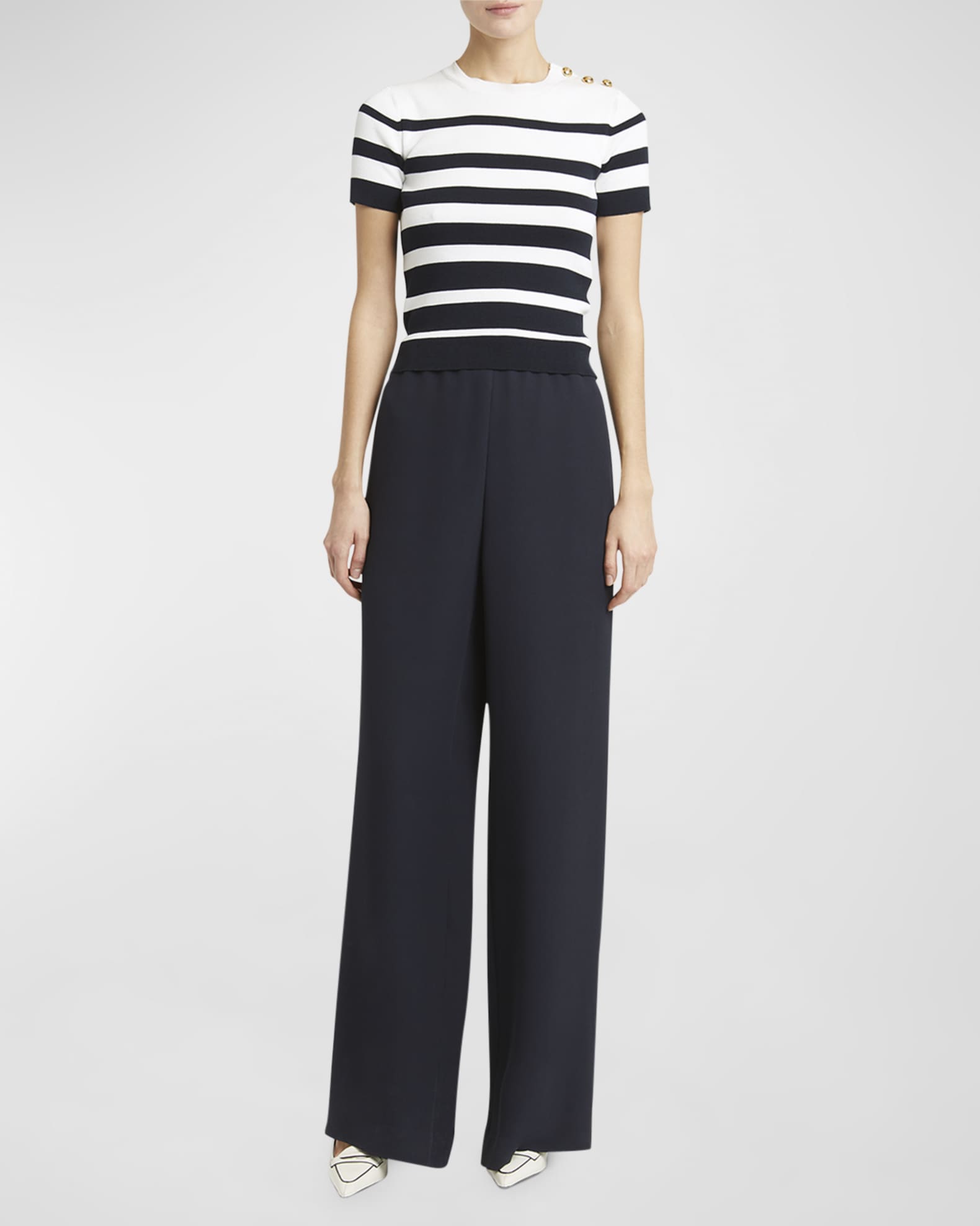 Maglia Striped Top with Button Detail