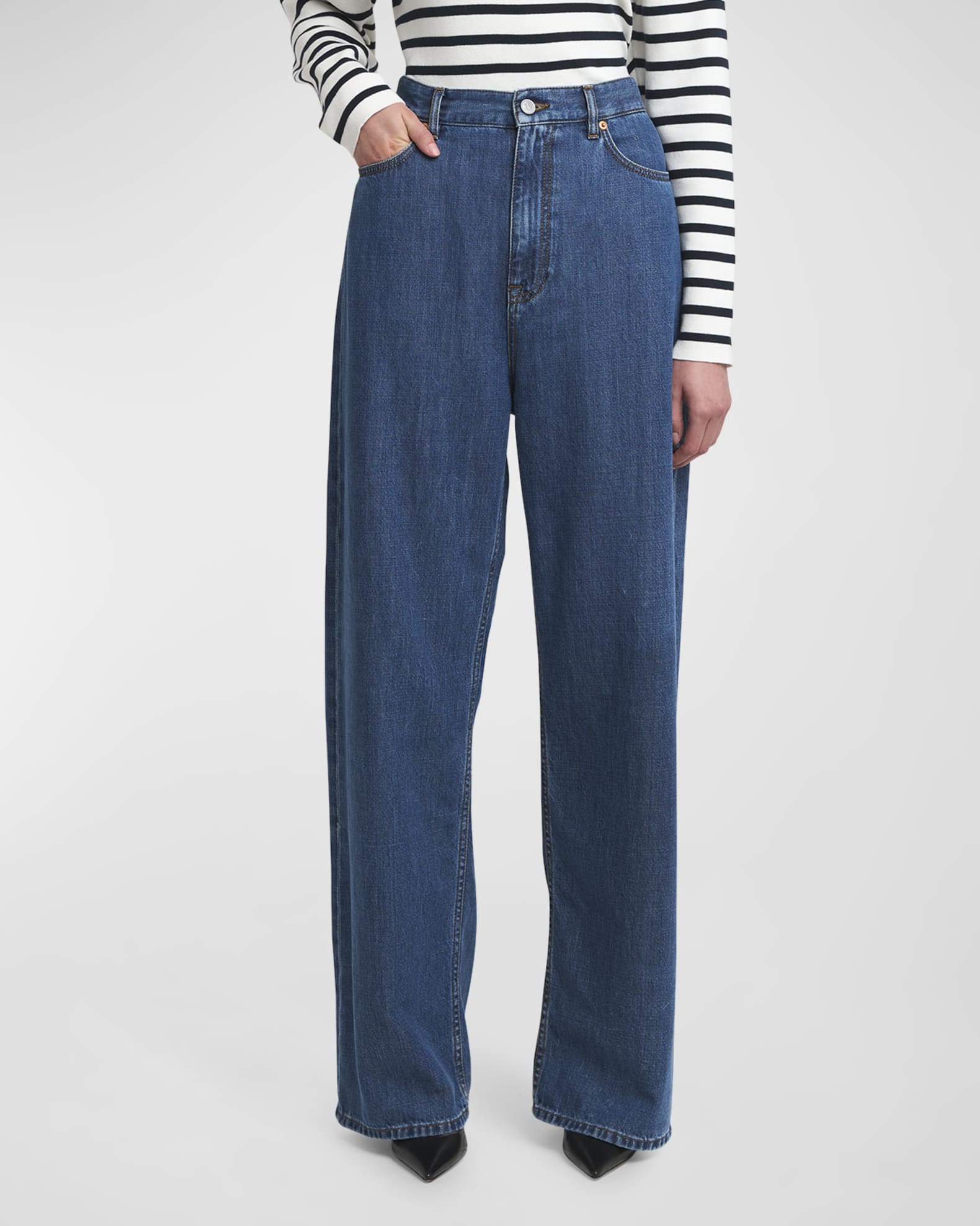 Valentino Garavani Wide-Leg Denim Jeans | Neiman Marcus