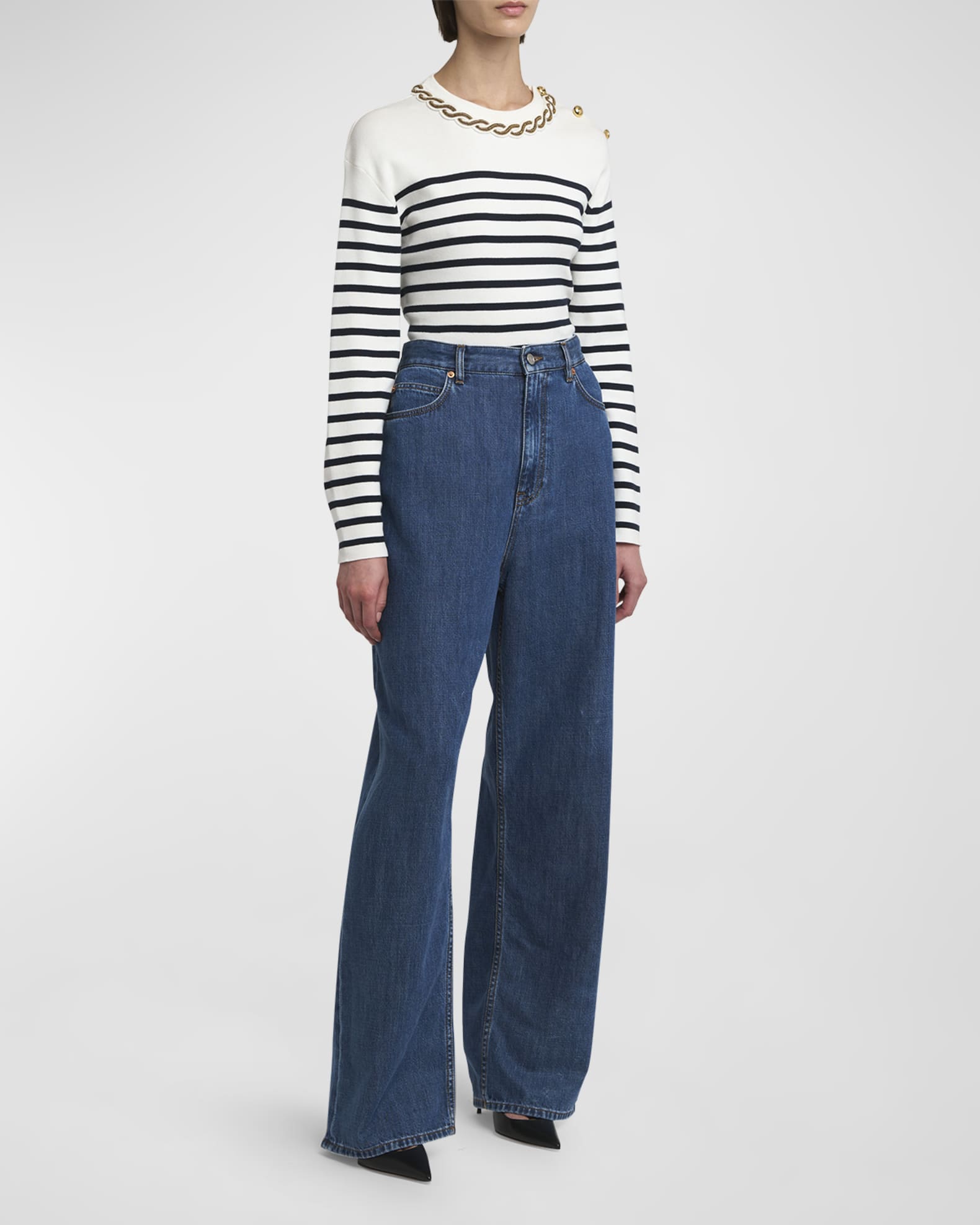 デニム・ジーパン Valentino Garavani Wide-Leg Denim Jeans Valentino Garavani Wide-Leg Denim Jeans | Neiman Marcus