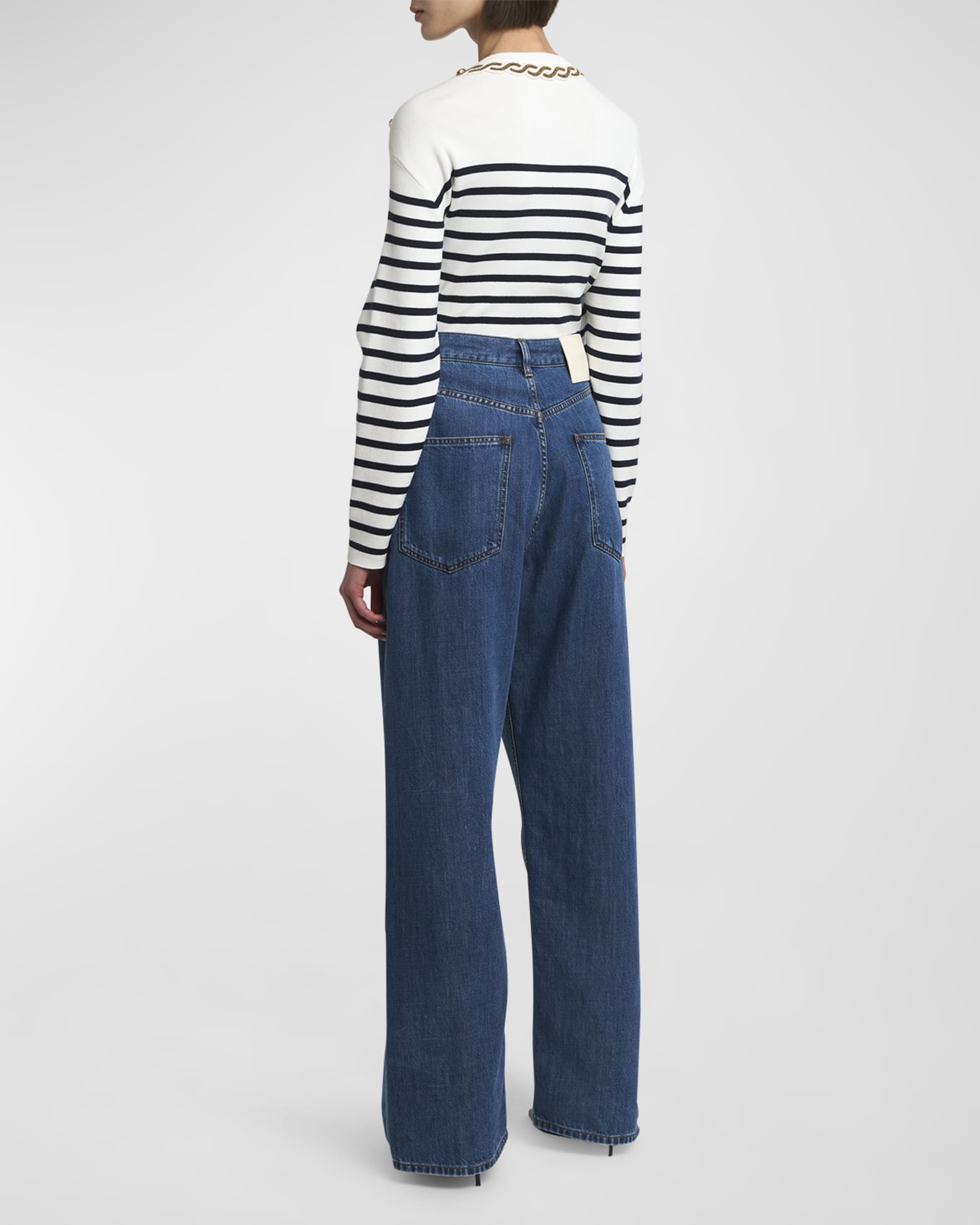 デニム・ジーパン Valentino Garavani Denim Wide-Leg Jeans Valentino Garavani Wide-Leg Denim Jeans | Neiman Marcus