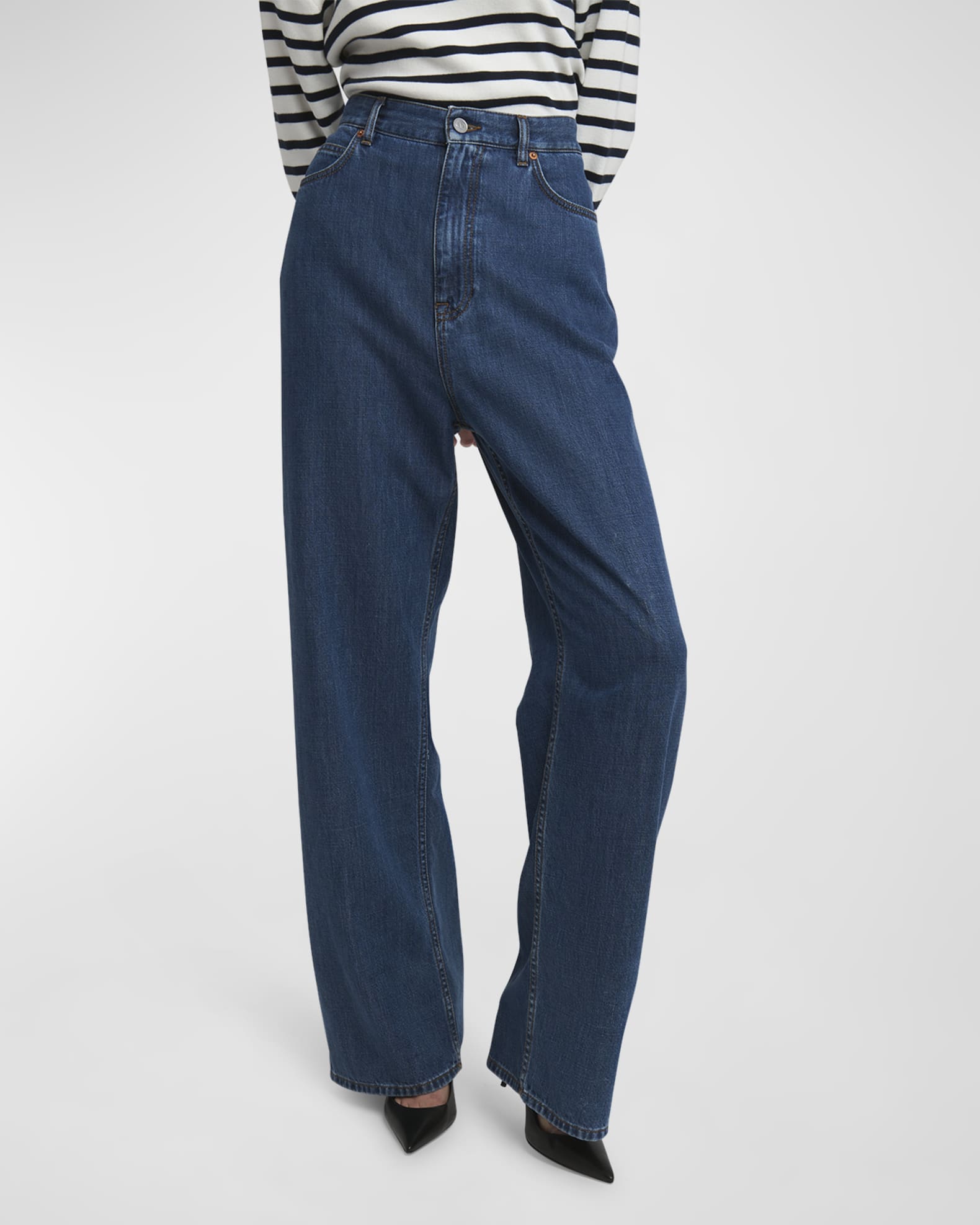 Valentino Garavani Wide-Leg Denim Jeans | Neiman Marcus