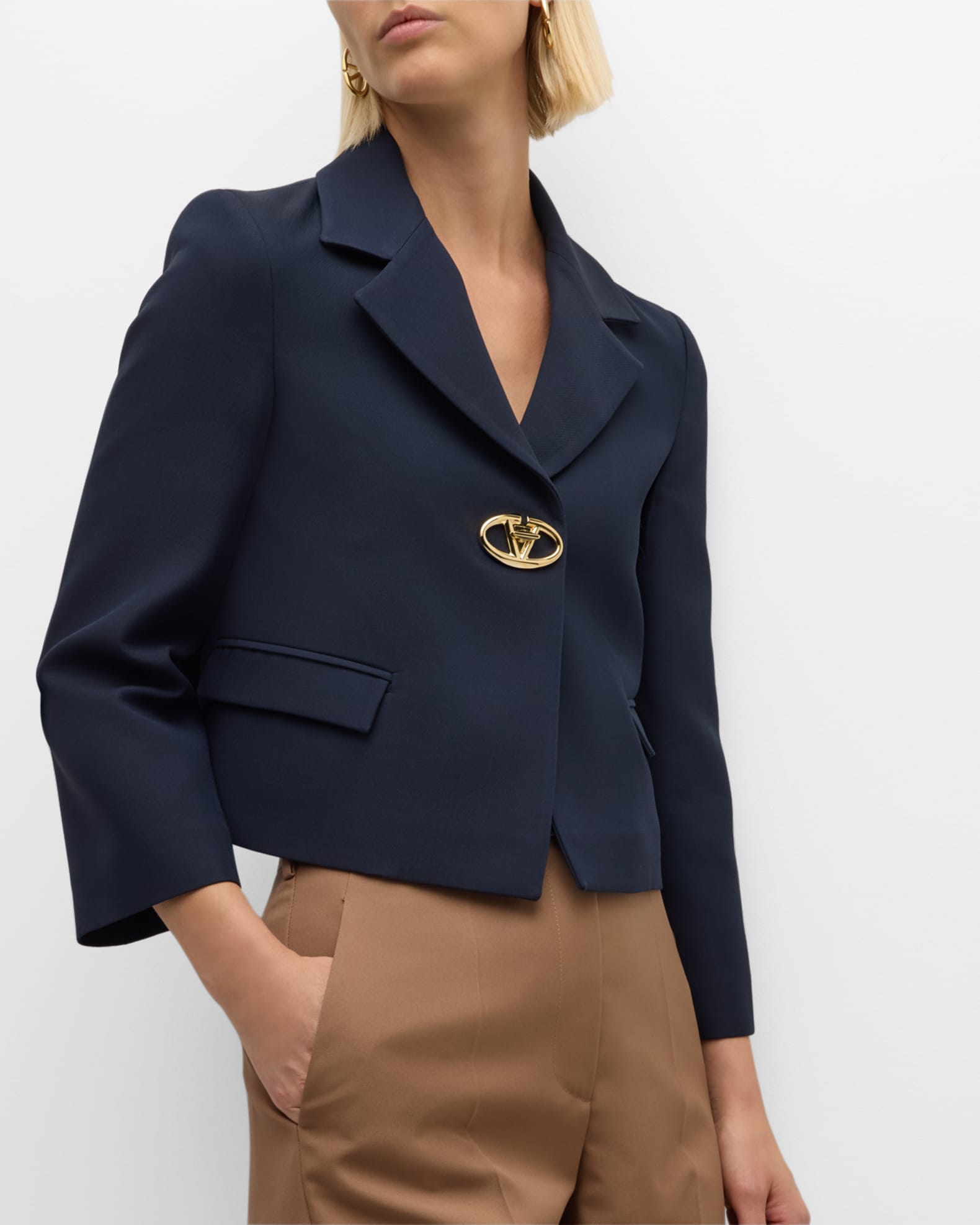 Valentino Garavani Women Green Crepe Couture Oversize Blazer