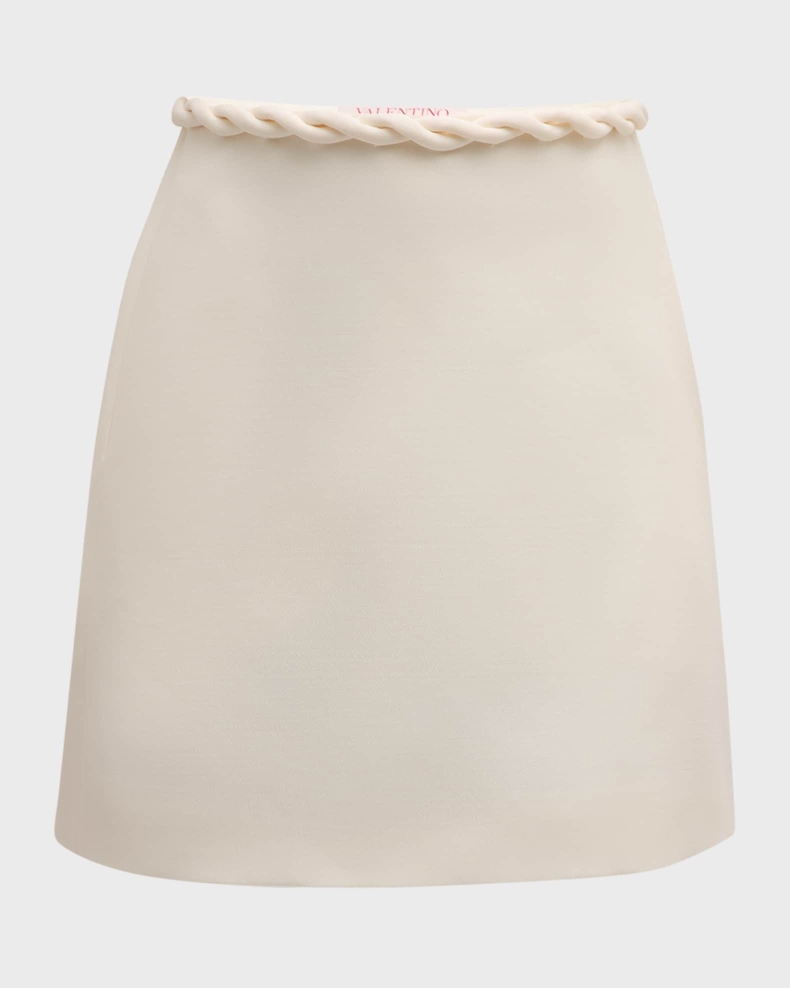 Valentino Garavani Braided Waist Solid Crepe Mini Skirt