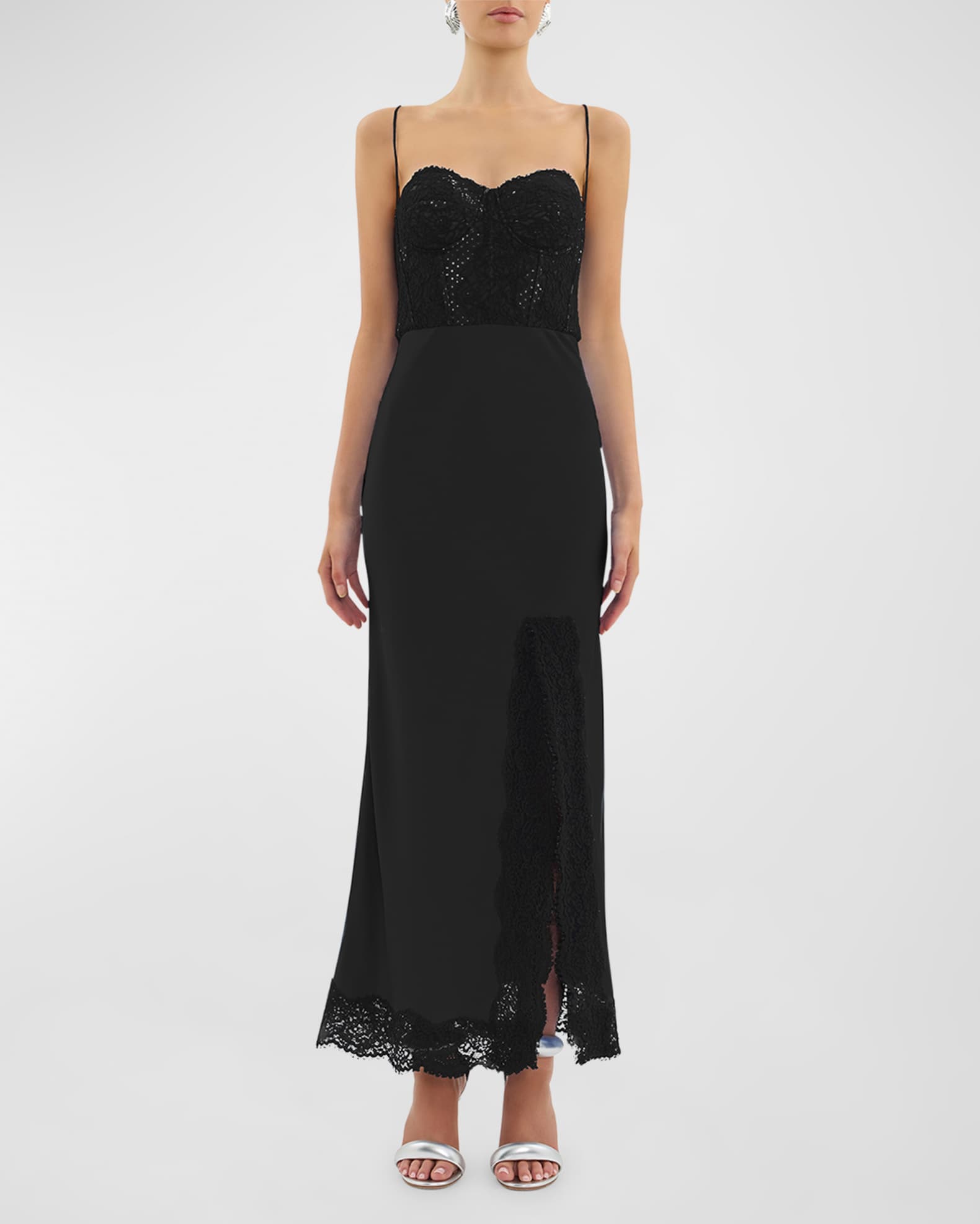 Larisa Lace-Embellished Silk Corset Gown 1