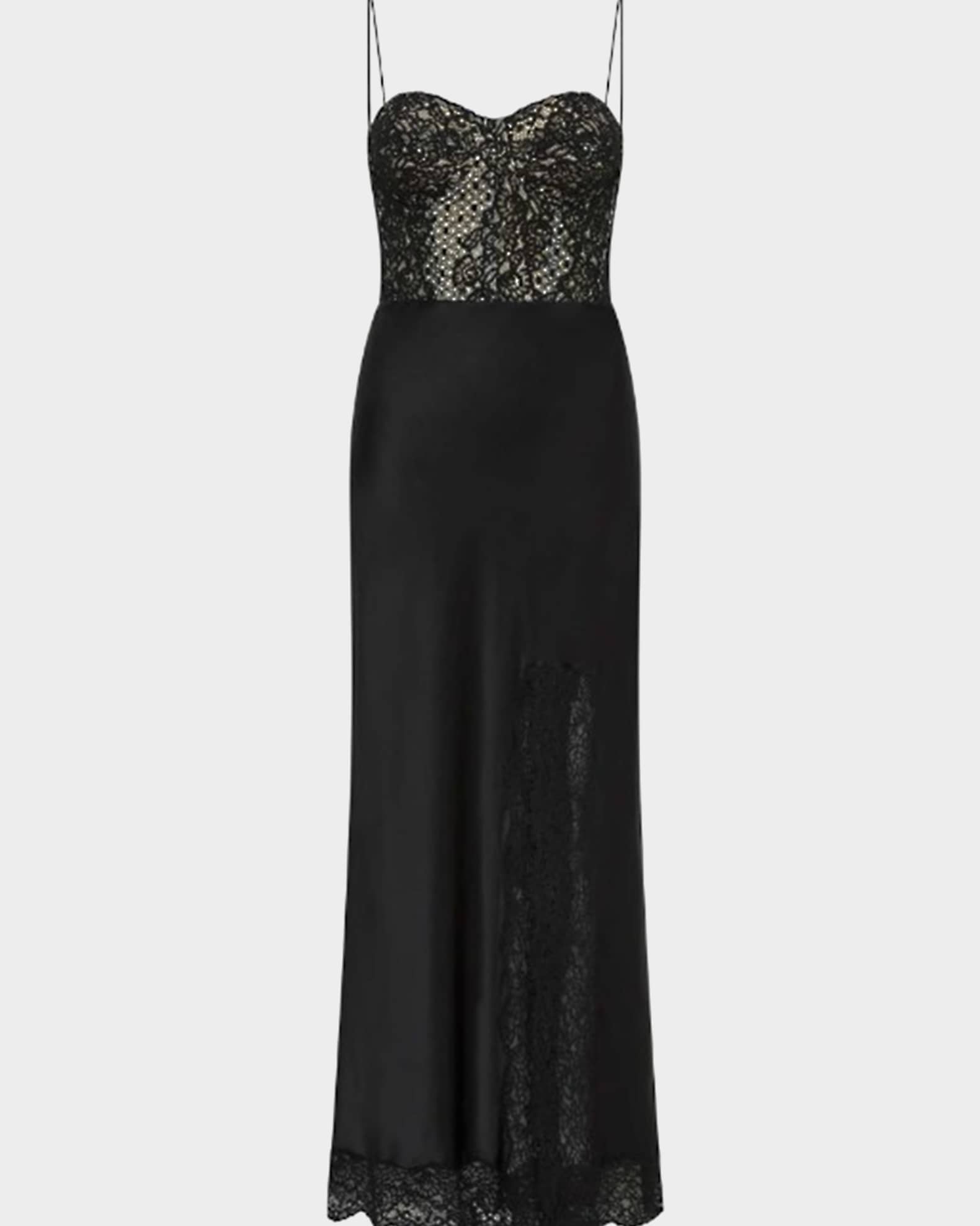 Larisa Lace-Embellished Silk Corset Gown 0