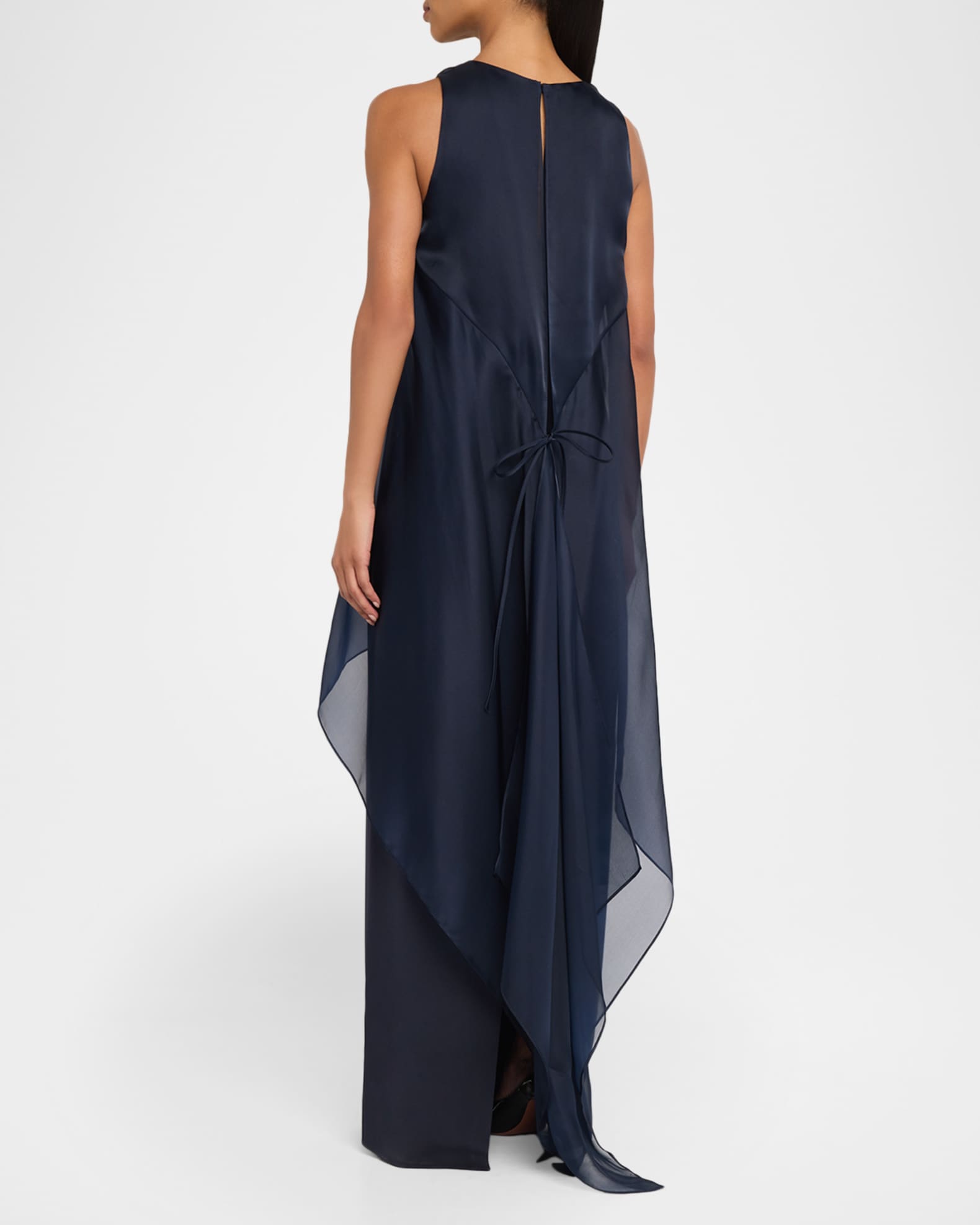 navy blue dress for baby girl Lafayette 148 New York Sleeveless Layered Organza Silk Gown