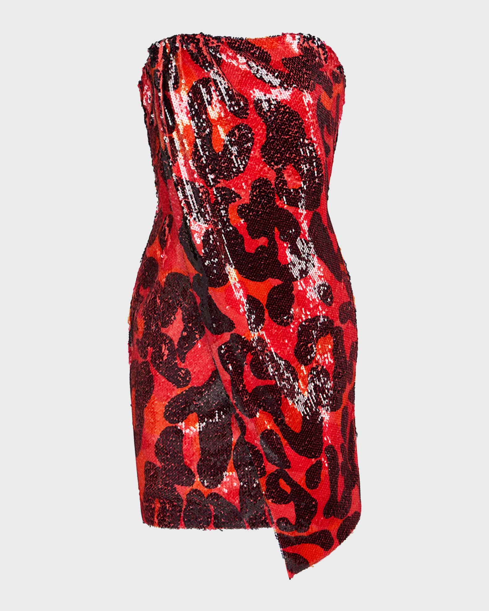 Halston Ari Strapless Animal-Print Sequin Mini Dress