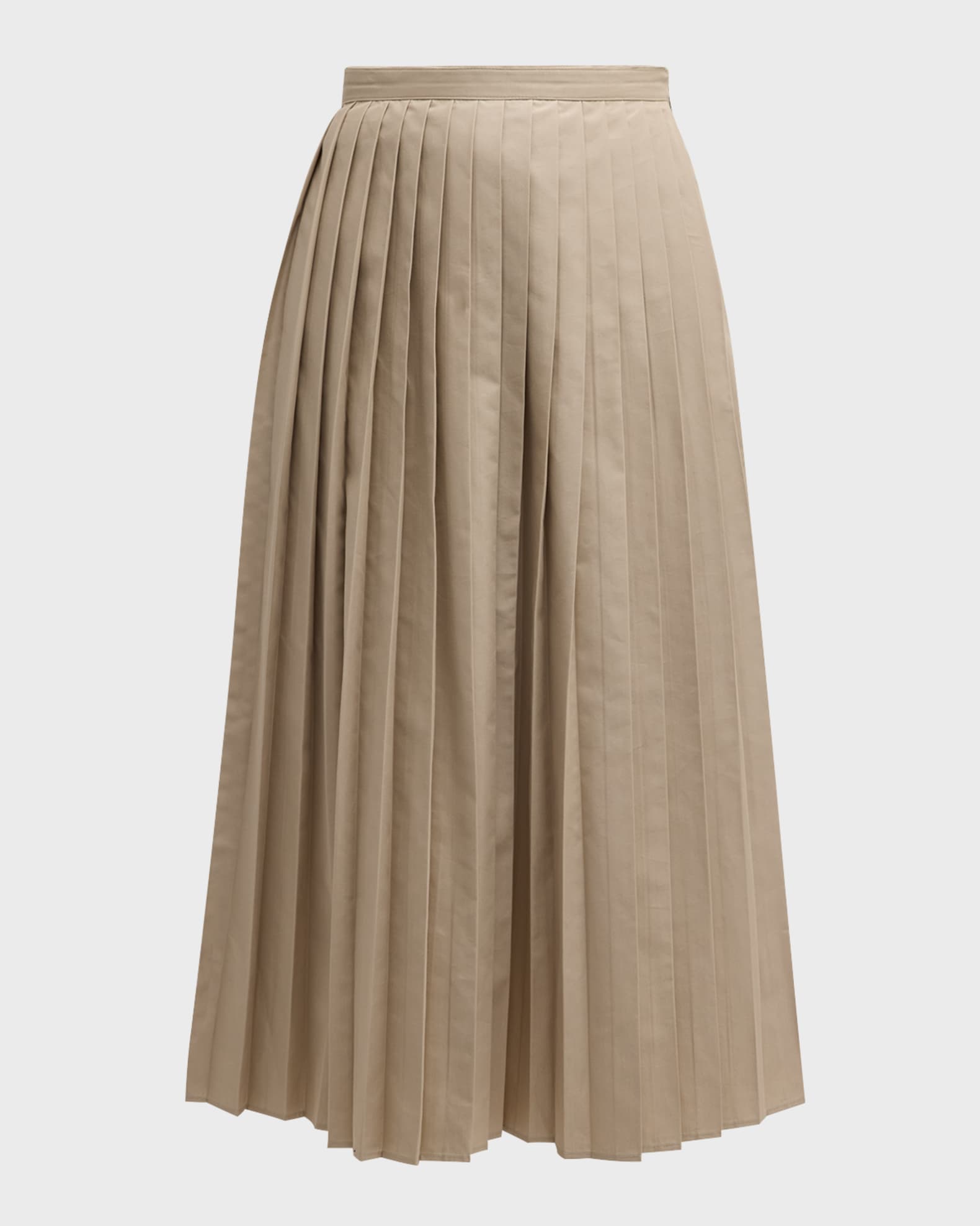 Pleated Cotton Poplin Midi Skirt 0