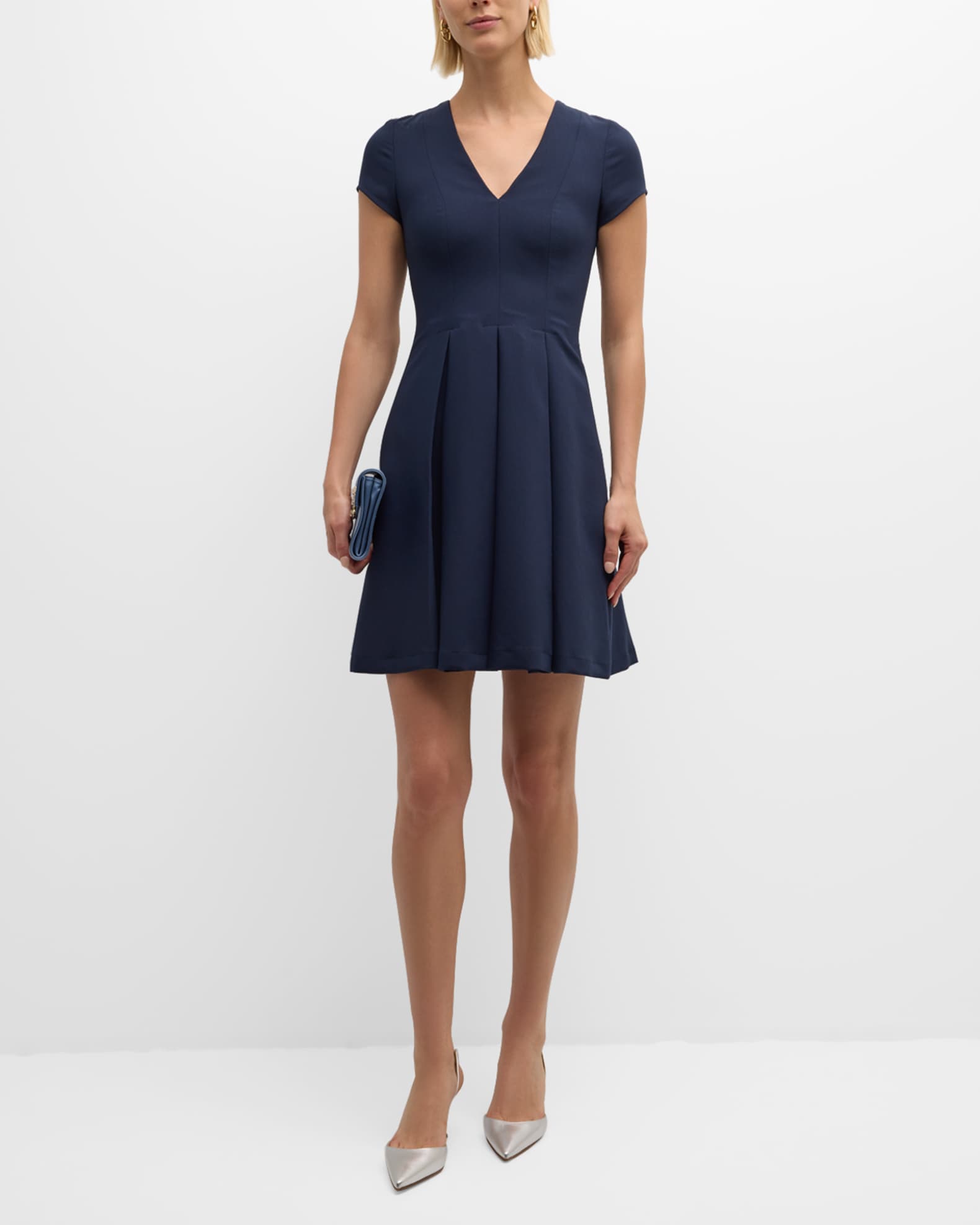 Emma Pleated V-Neck Mini Dress 1